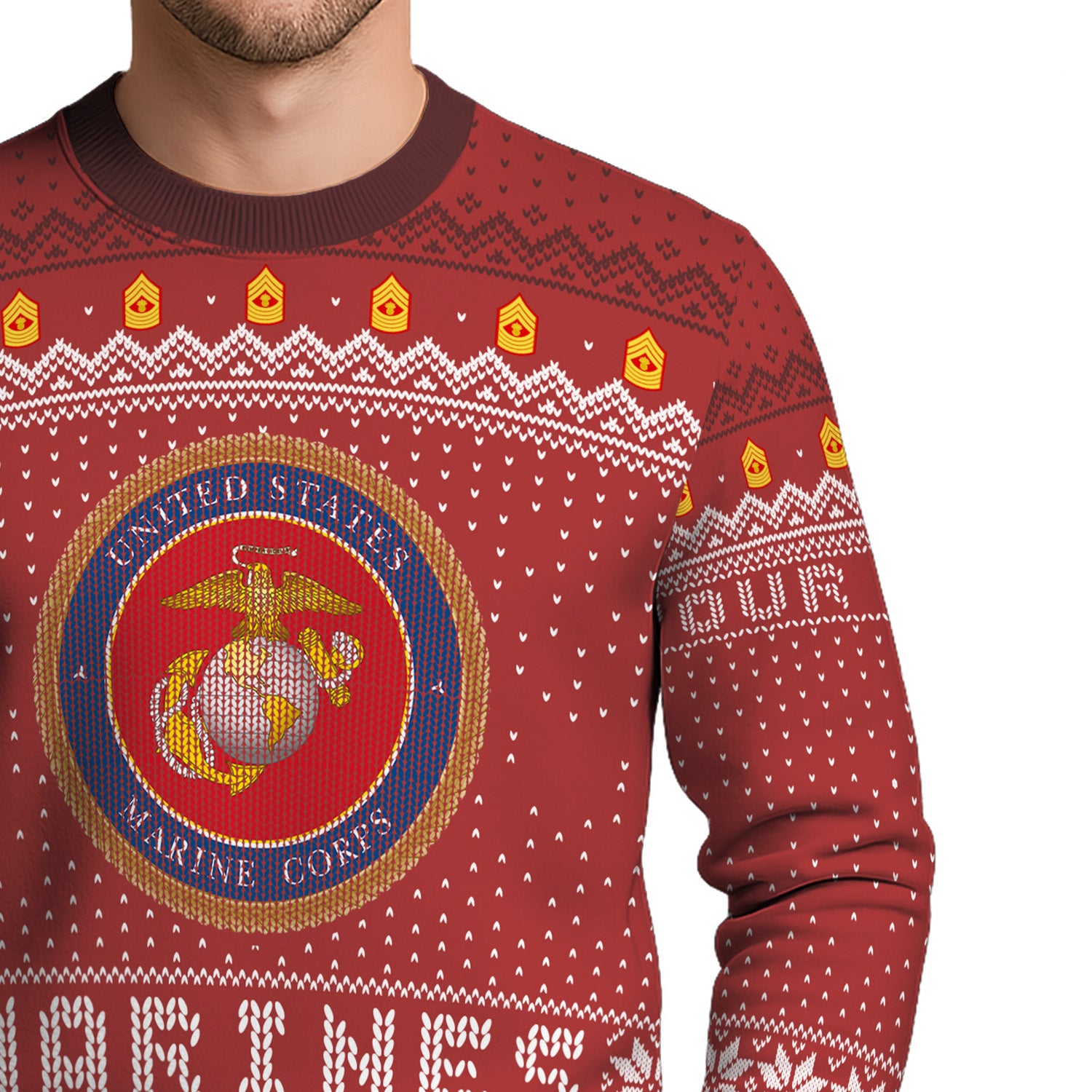 Custom Ranks And Text USMC Ugly Christmas Sweater for Women Men TUST04