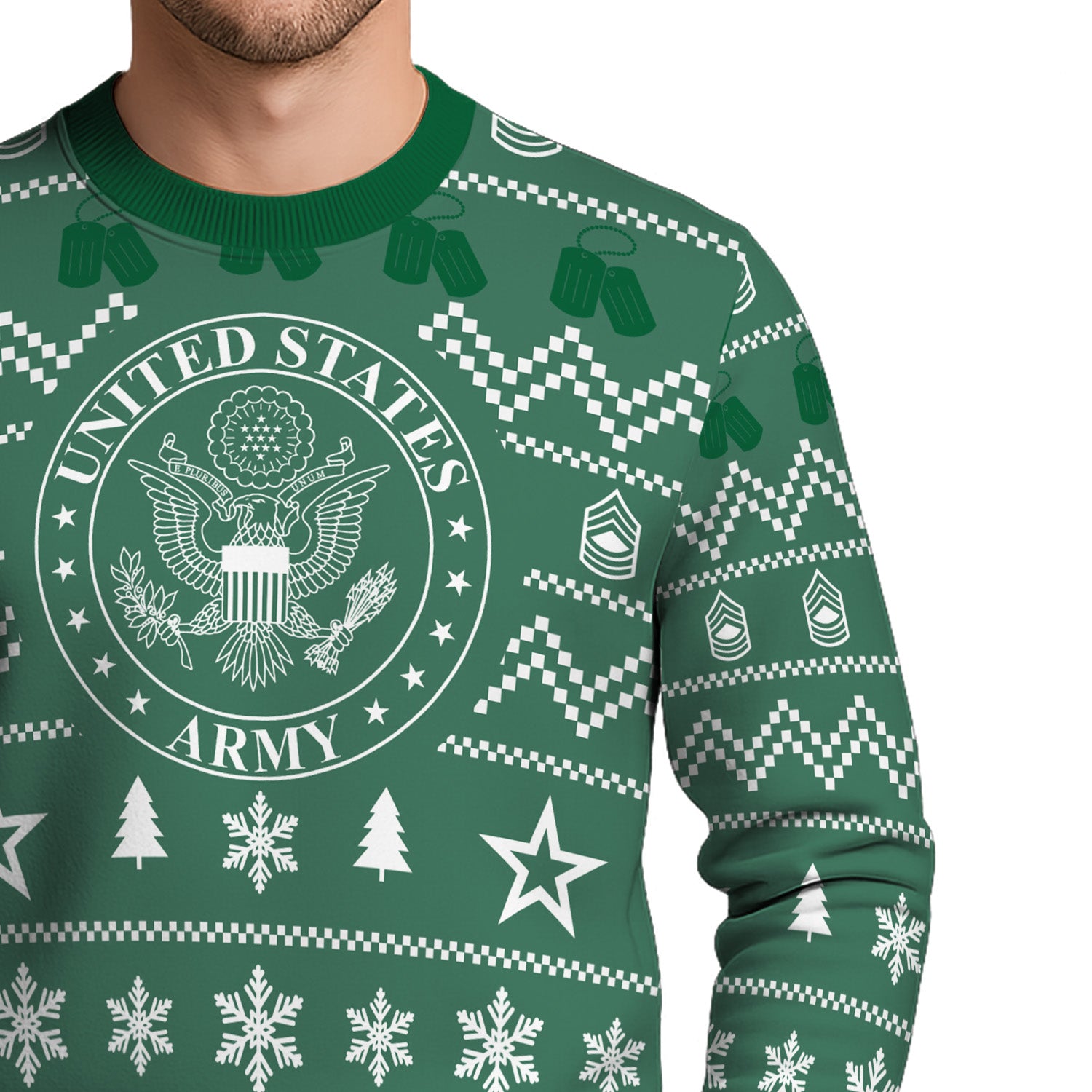 Custom Ranks US Army Ugly Christmas Sweater for Women Men TUST01