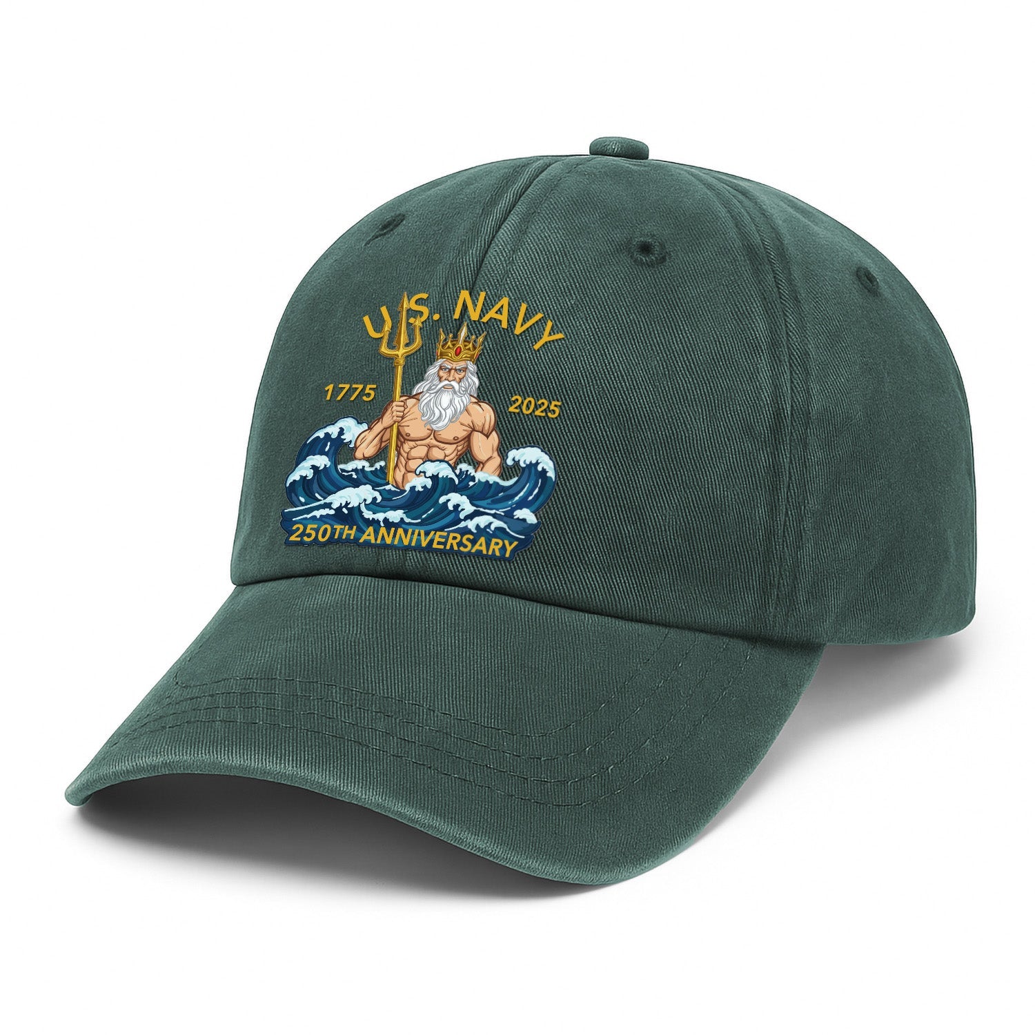US Navy 250th Annivesary Poseidon Washed Denim Cap