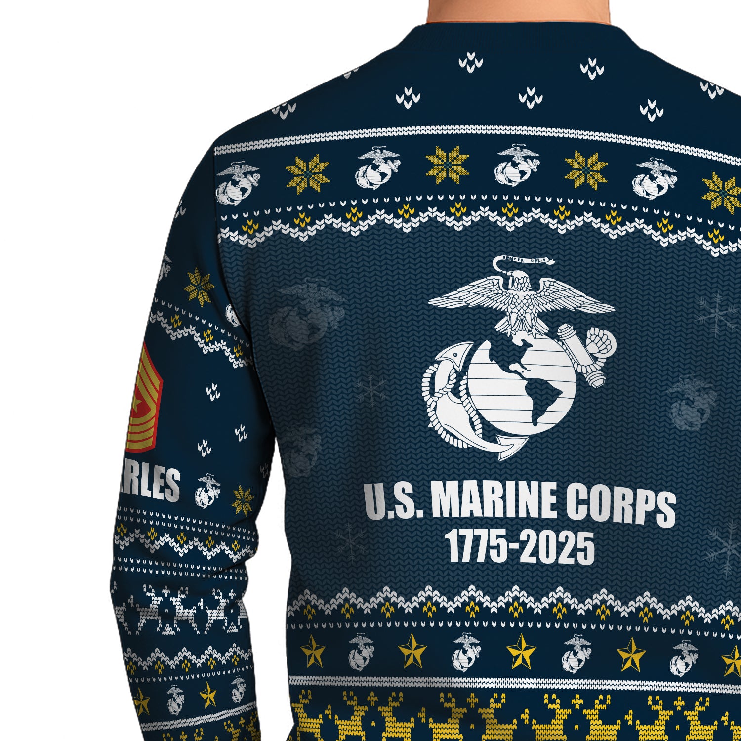 Custom Ranks And Text USMC Ugly Christmas Sweater for Women Men JUST02