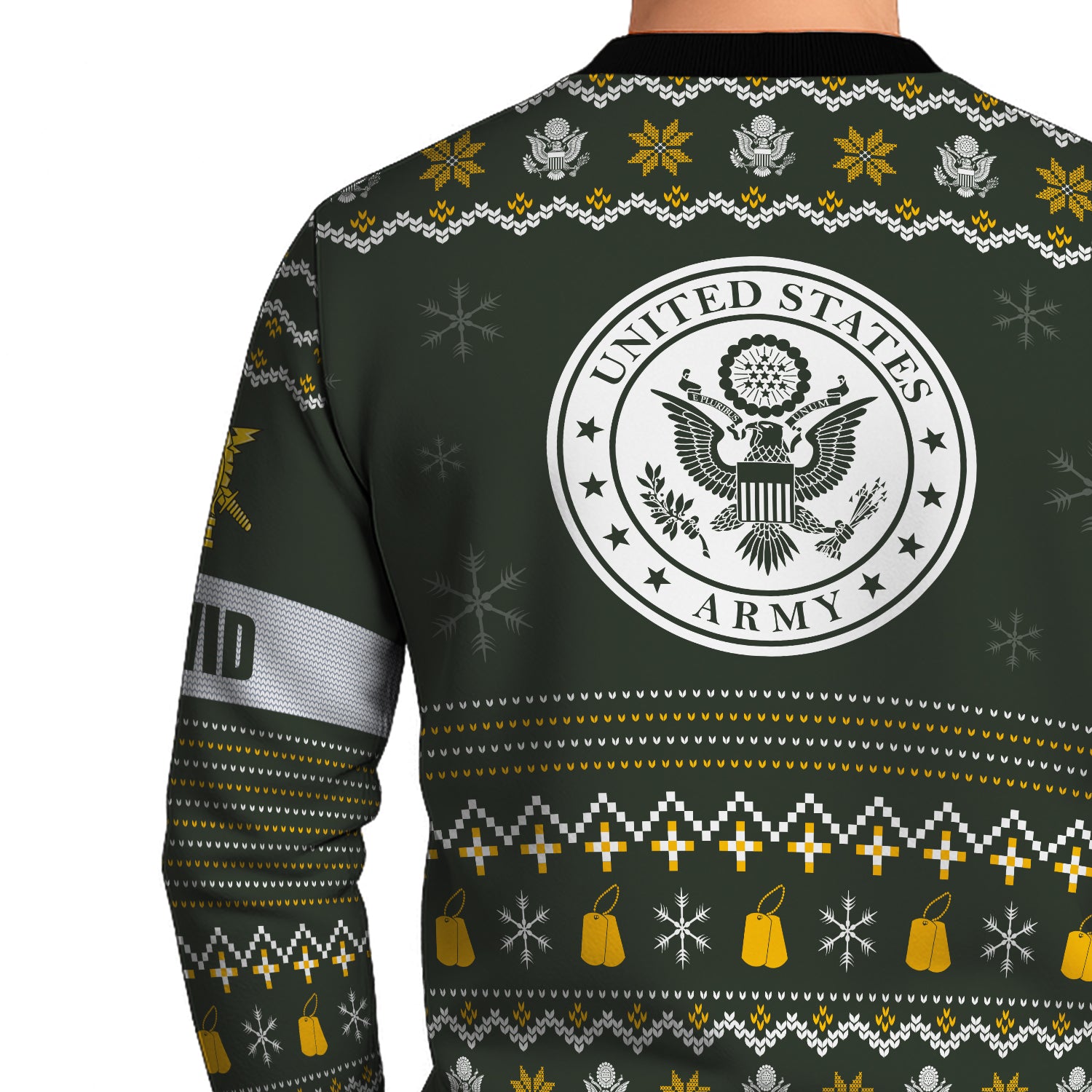 Custom Ranks And Text US Army Ugly Christmas Sweater for Women Men JUST04