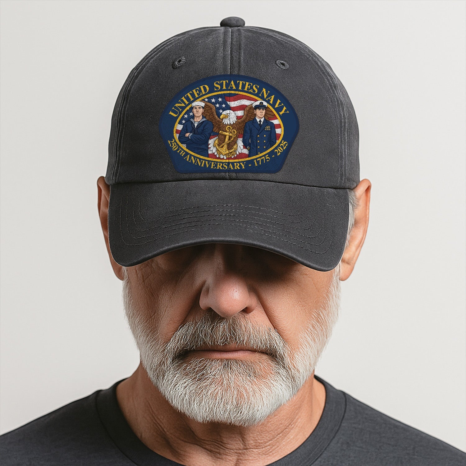 United Stetes Navy 250th Anivesary US Navy Premium Washed Denim Cap