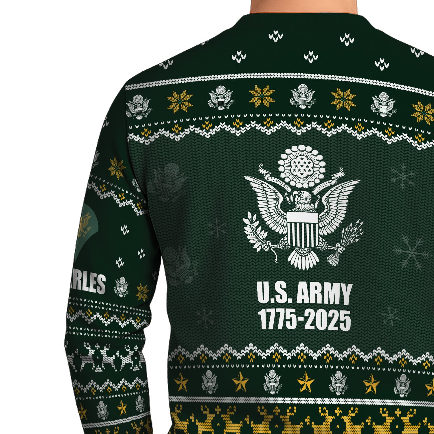 Custom Ranks And Text US Army Ugly Christmas Sweater for Women Men JUST02