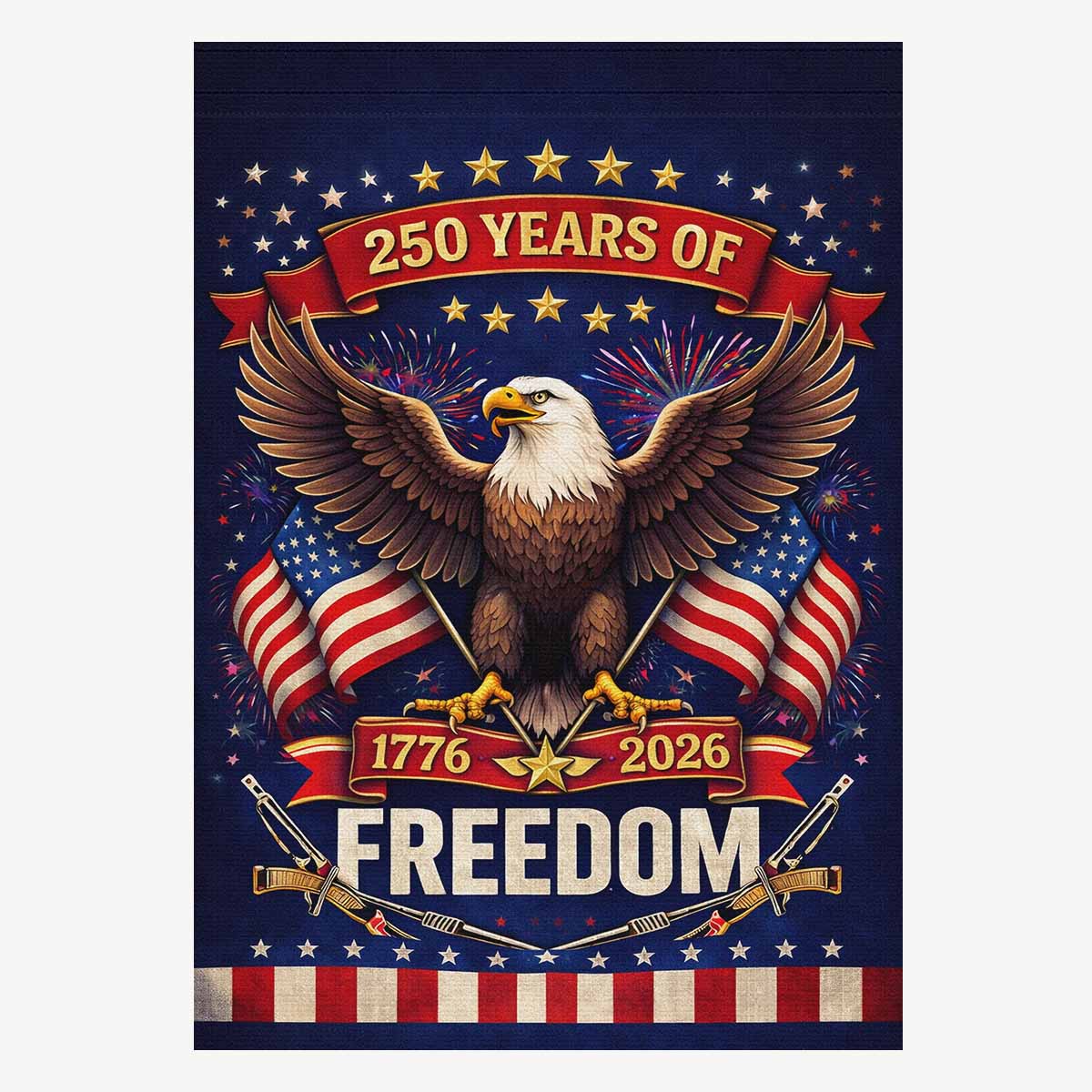 250 Years of Freedom House Flag Patriotic Eagle USA 1776-2026 Independence Banner