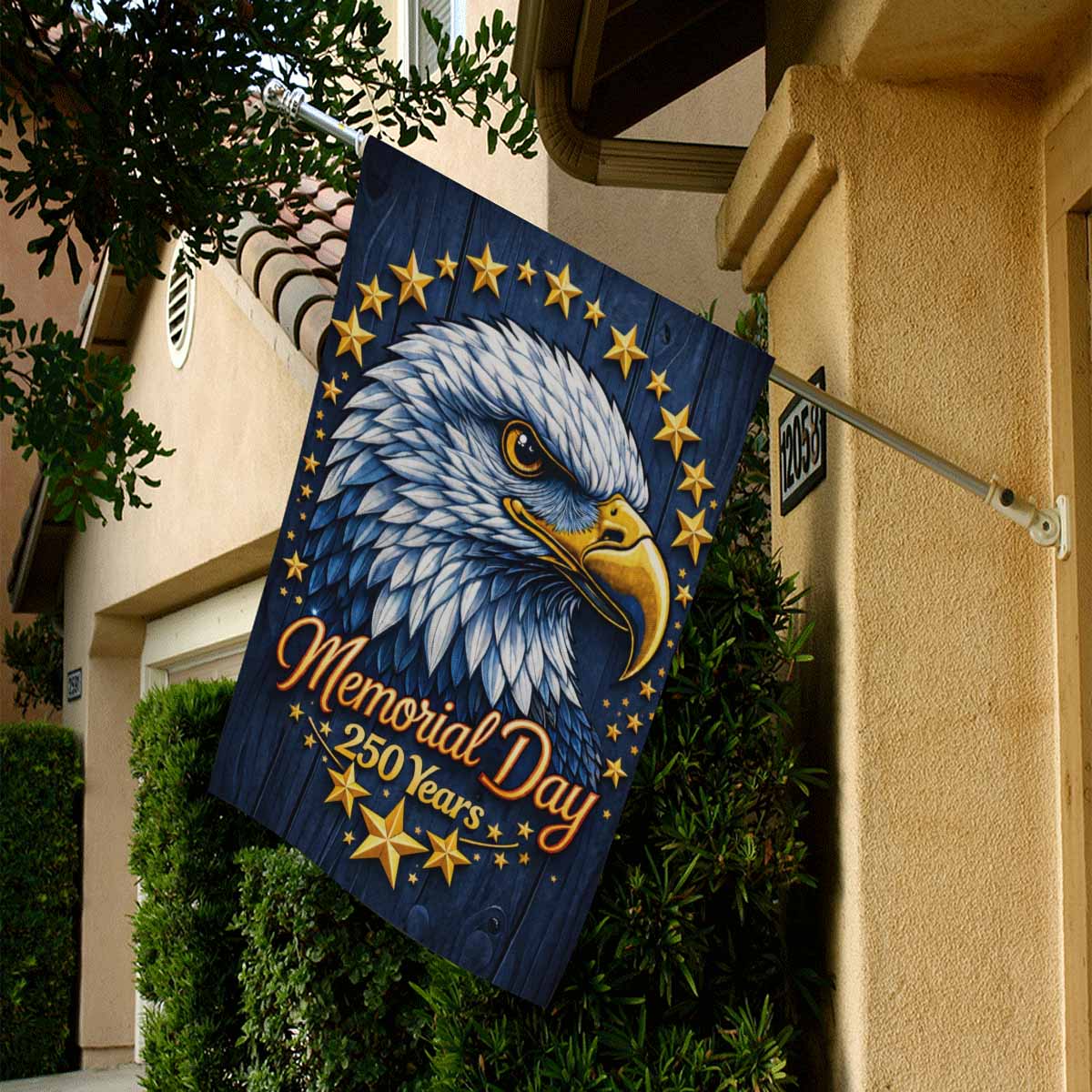 Memorial Day Patriotic House Flag Eagle Americana Decor