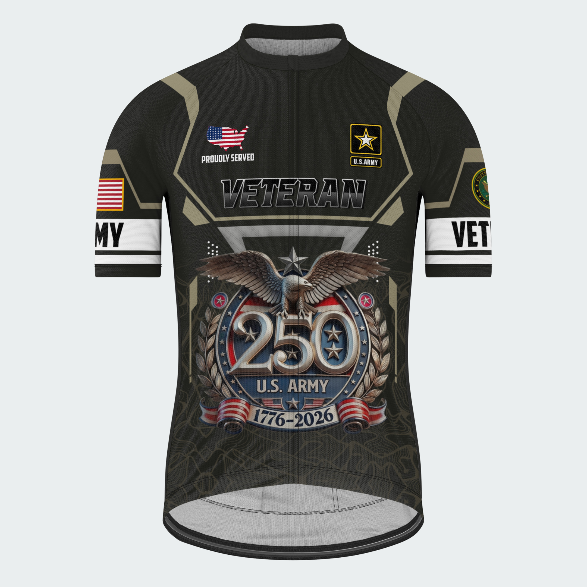 Men’s American Pride Proudly Served Veteran 250th Anniversary Regular Fit Custom Cycling Jersey