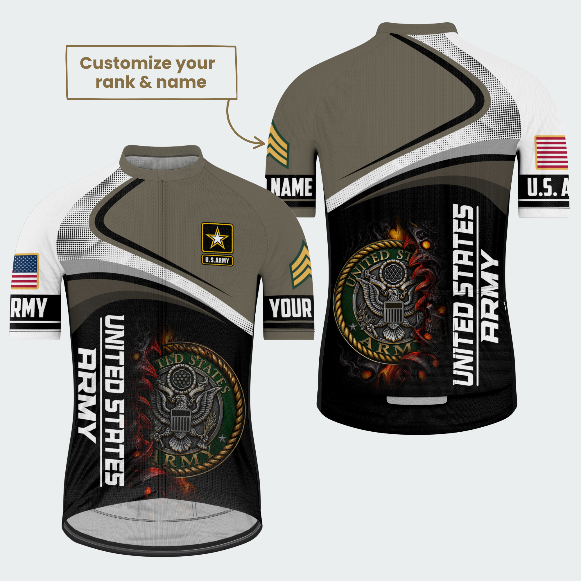 Men’s Personalized U.S. Army Seal Regular Fit Cycling Jersey & Kit