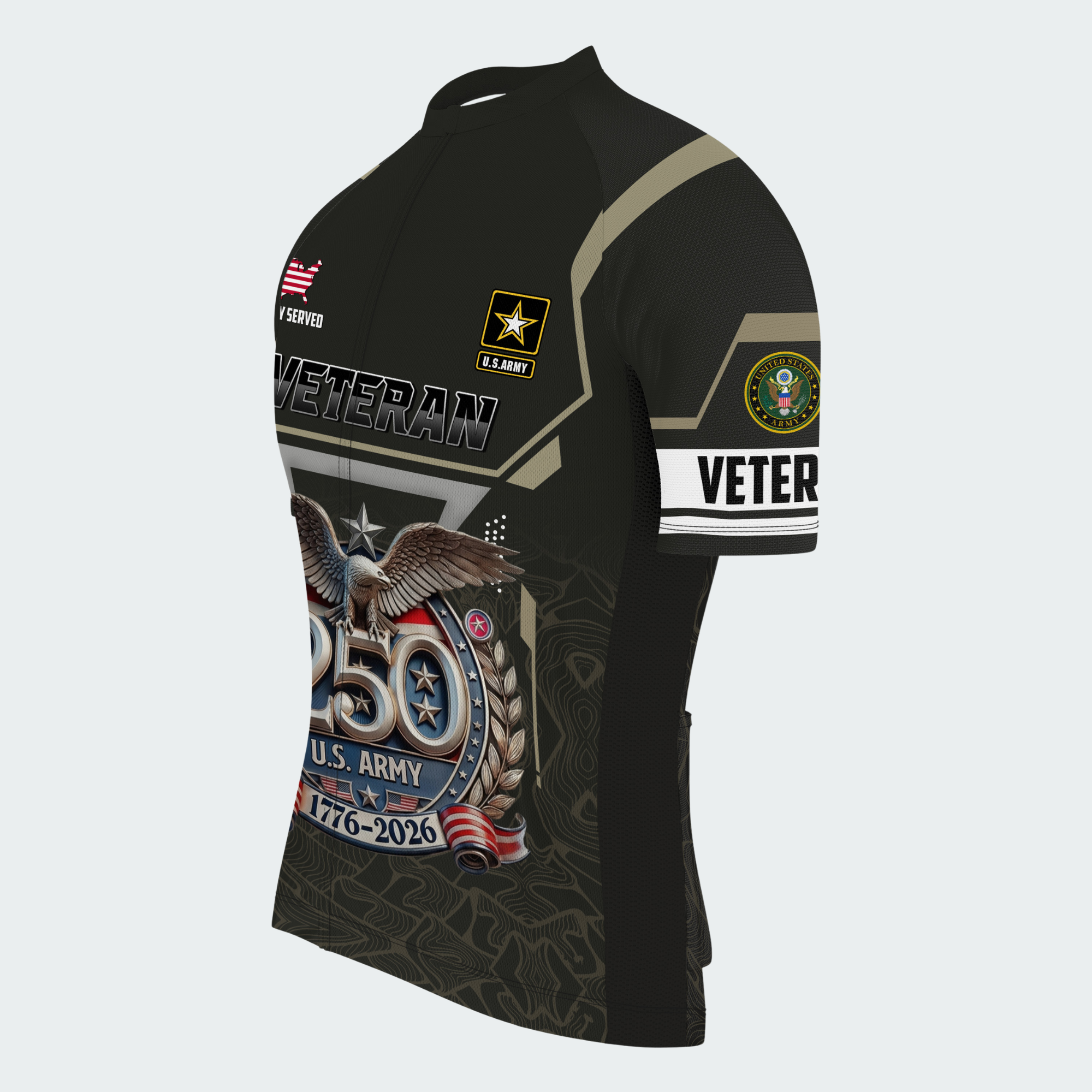 Men’s American Pride Proudly Served Veteran 250th Anniversary Regular Fit Custom Cycling Jersey