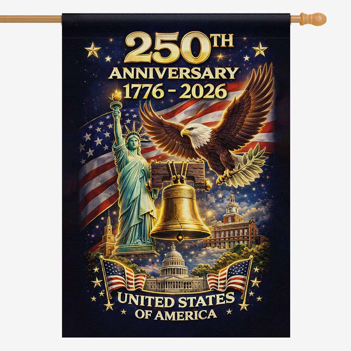 United States 250th Anniversary House Flag – 1776–2026 Heritage Decor