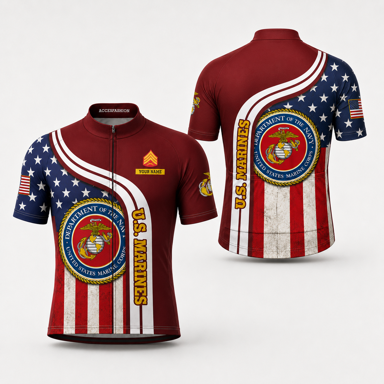 Personalized Military U.S. Marines Inspired Cycling Jersey Kit