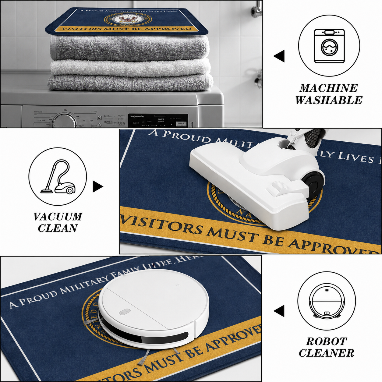 Proud Military Family Doormat - Visitors must be approved