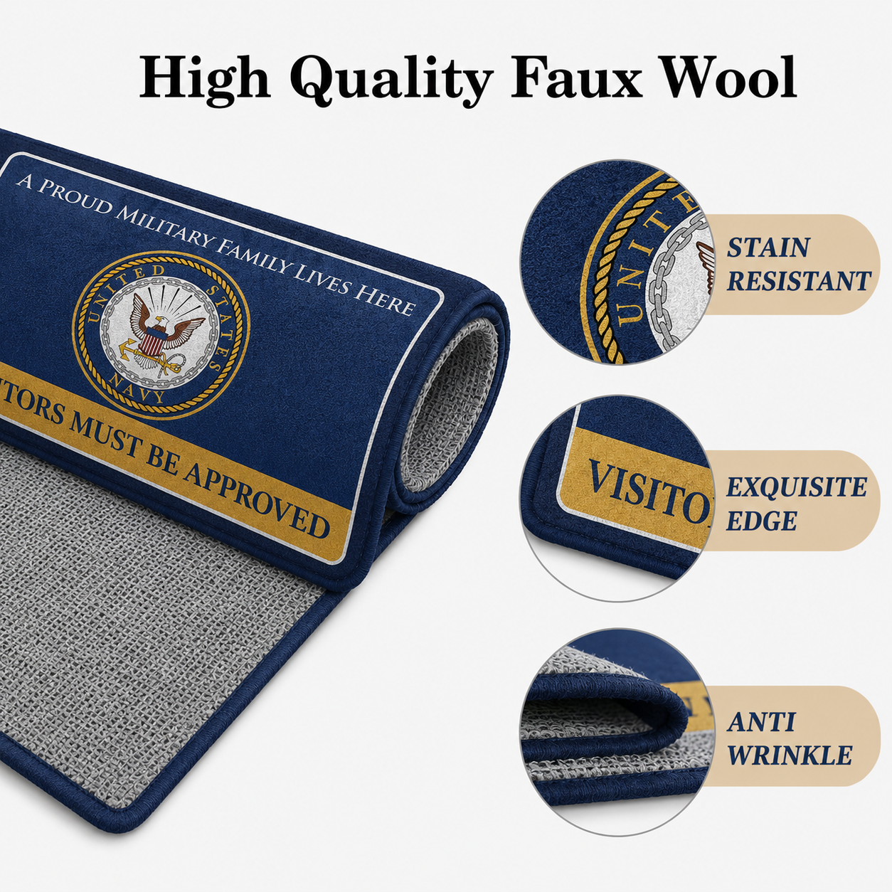 Proud Military Family Doormat - Visitors must be approved