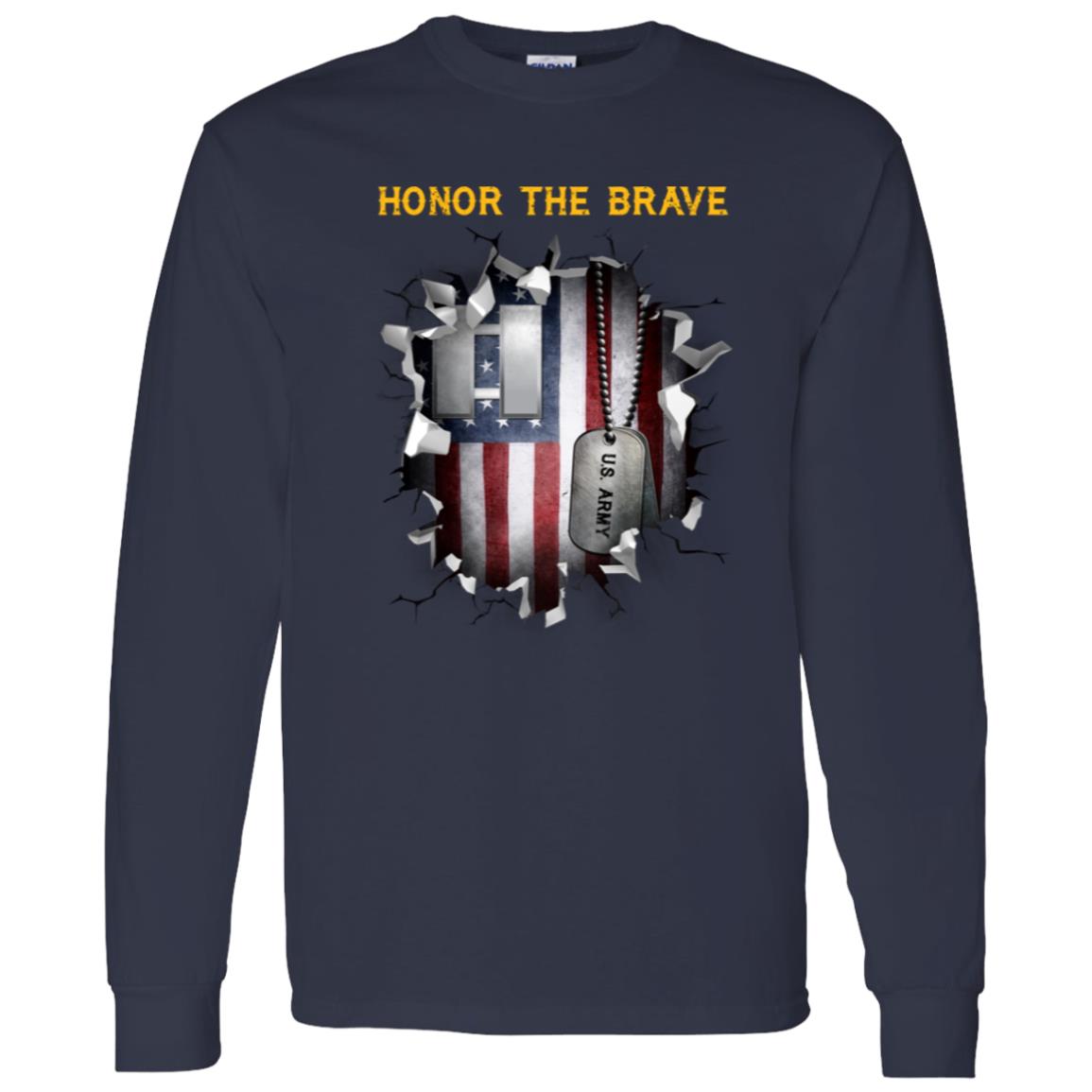 US Army O-3 Captain O3 CPT Commissioned Officer - Honor The Brave Front Shirt