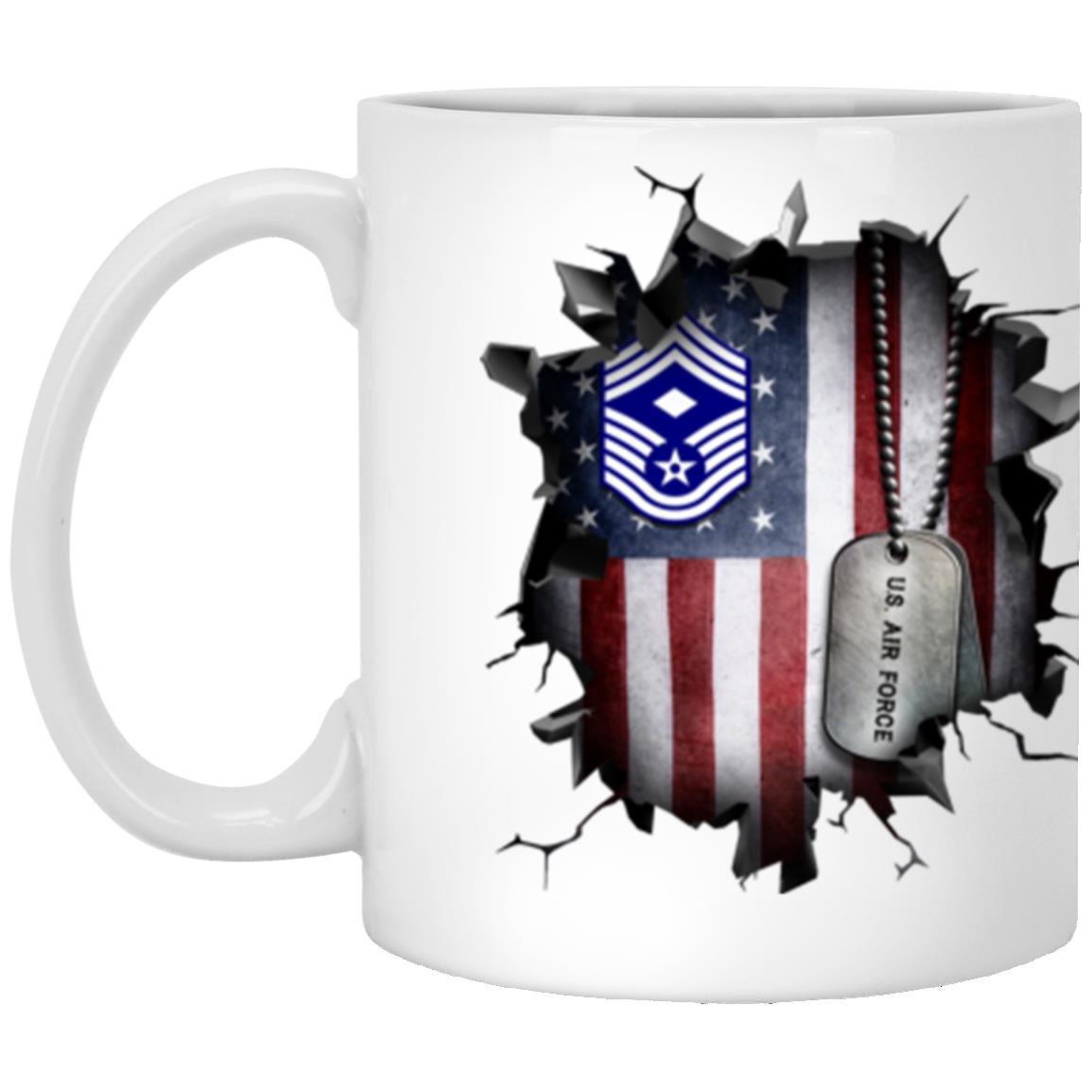 US Air Force E-9 First sergeant E-9 Rank 3D Break Effect Coffee Mug 11oz - 15oz White Mug