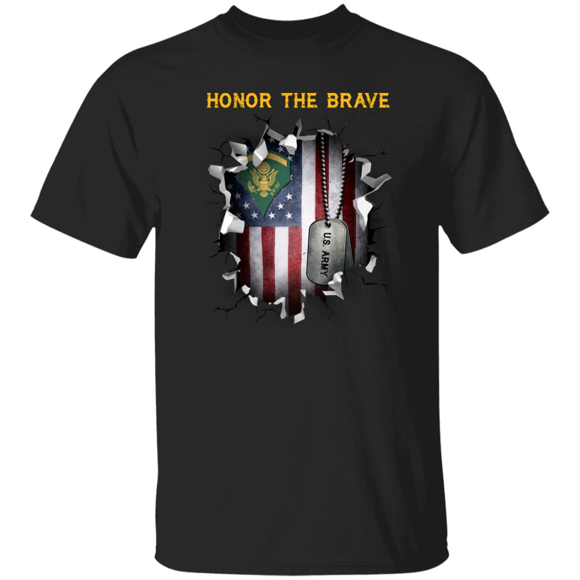 US Army E-5 SPC E5 Specialist - Honor The Brave Front Shirt