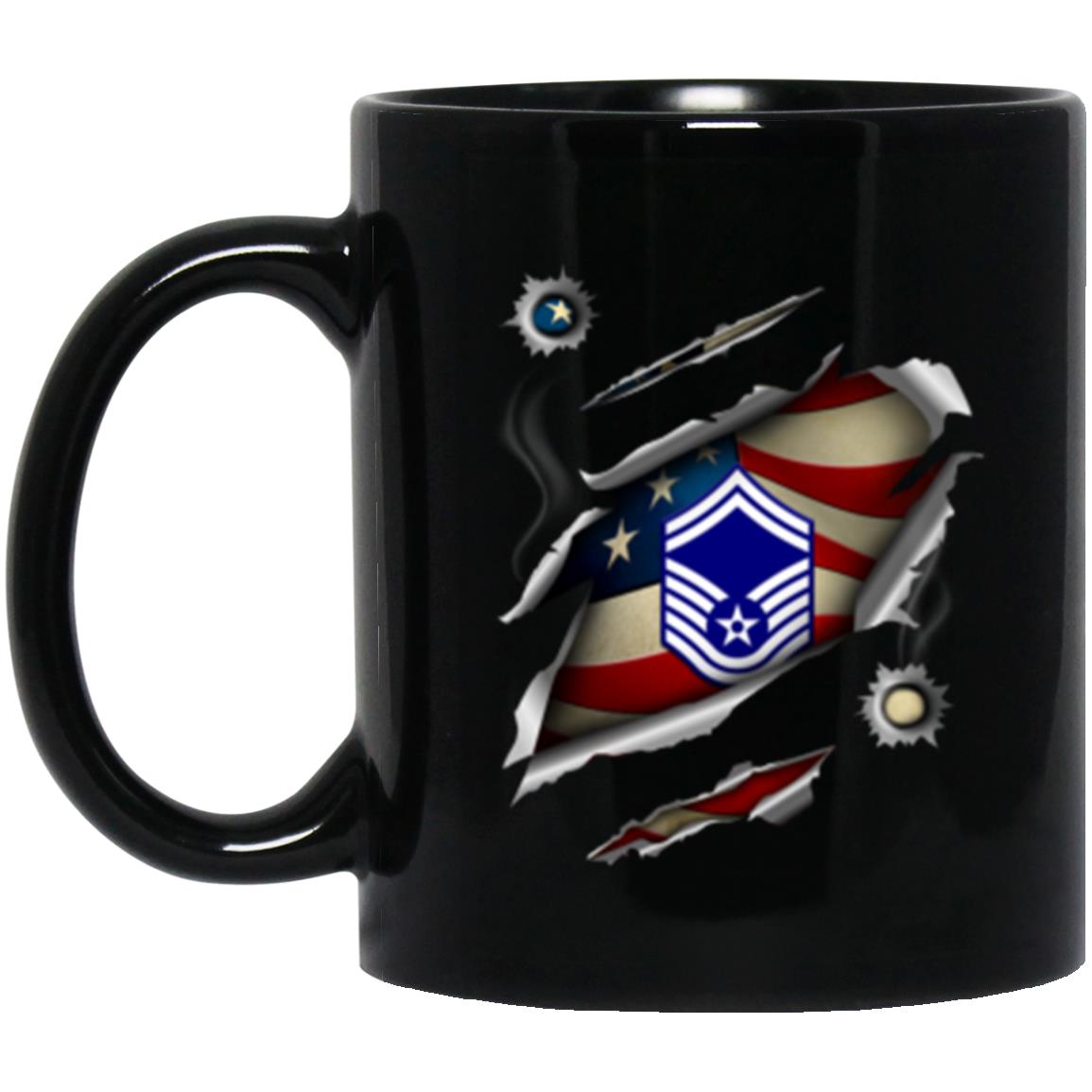 US Air Force E-8 Senior Master Sergeant SMSgt E8 Noncommissioned Officer AF Rank 11oz - 15oz Black Mug