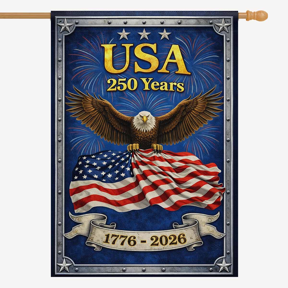 USA 250 Years House Flag Patriotic Anniversary Decor