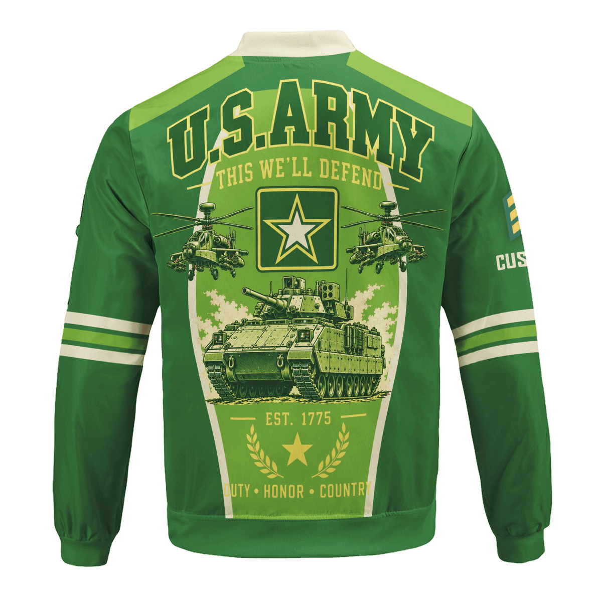 US. Army Jacket Personalized Rank Name All-Over Print Bomber