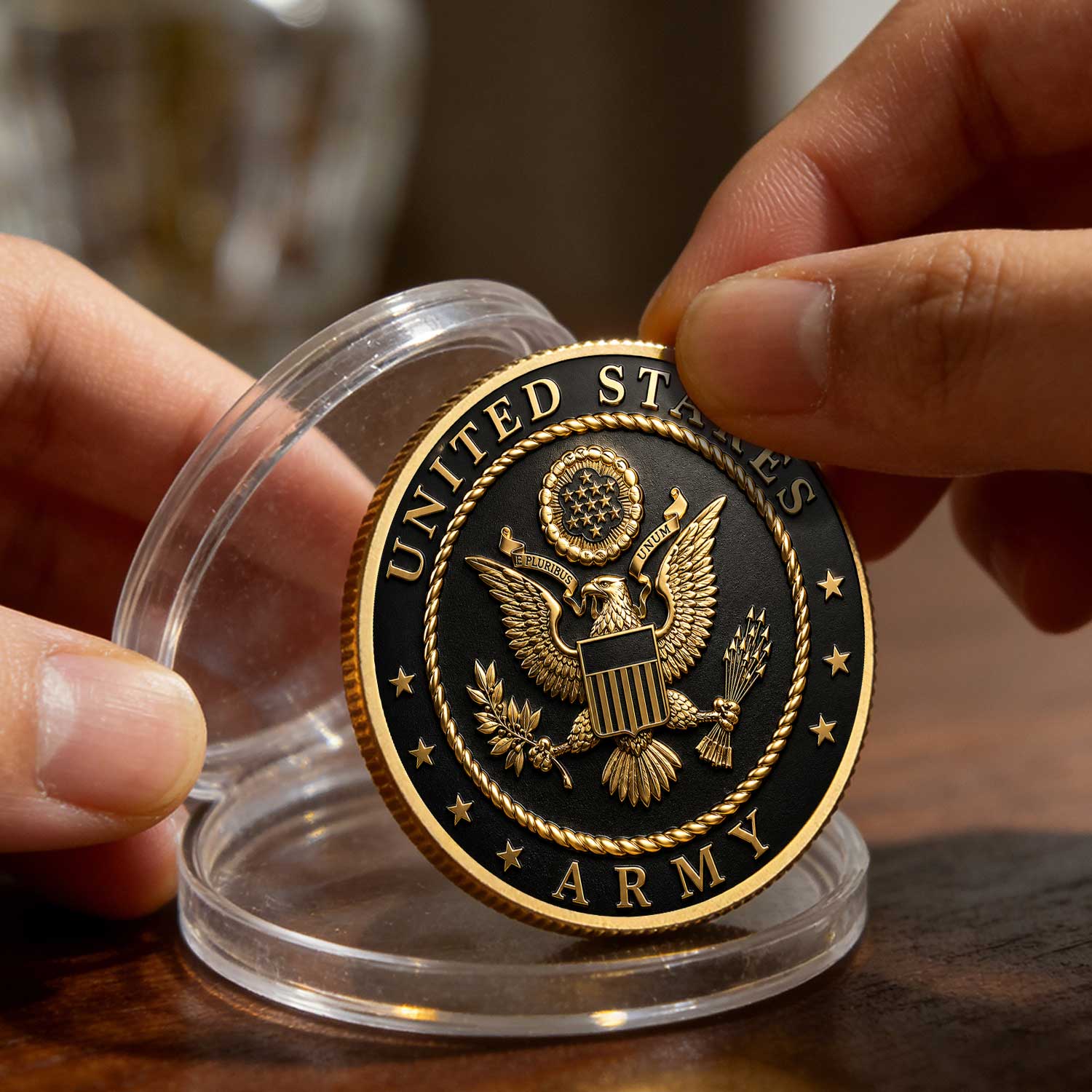Custom Army Enlisted Rank 3D Challenge Coin Service Gift