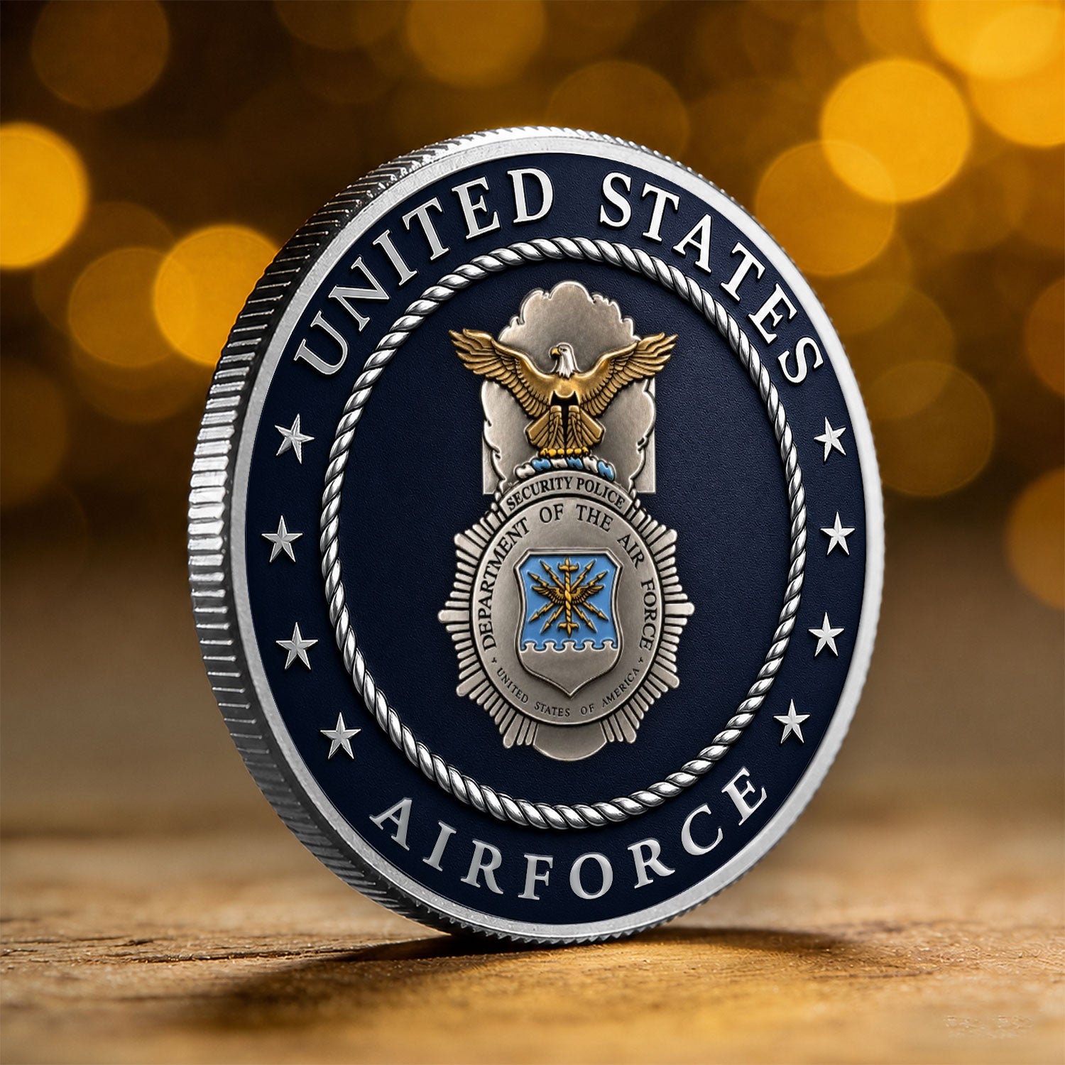 US Air Force Officer Rank Text 3D Challenge Coin Keepsake