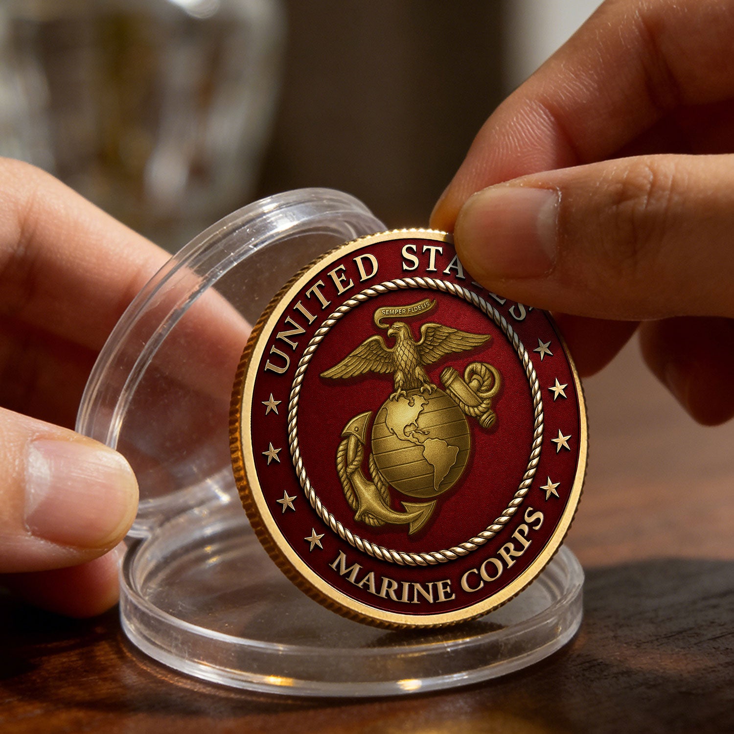 Personalized Marine Corps Rank Tribute 3D Challenge Coin