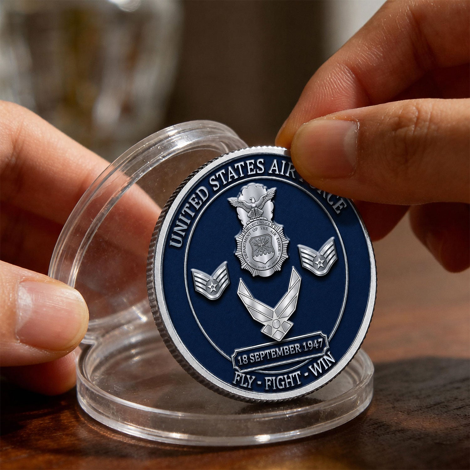 USAF Veteran Custom Name and Rank 3D Challenge Coin Gift