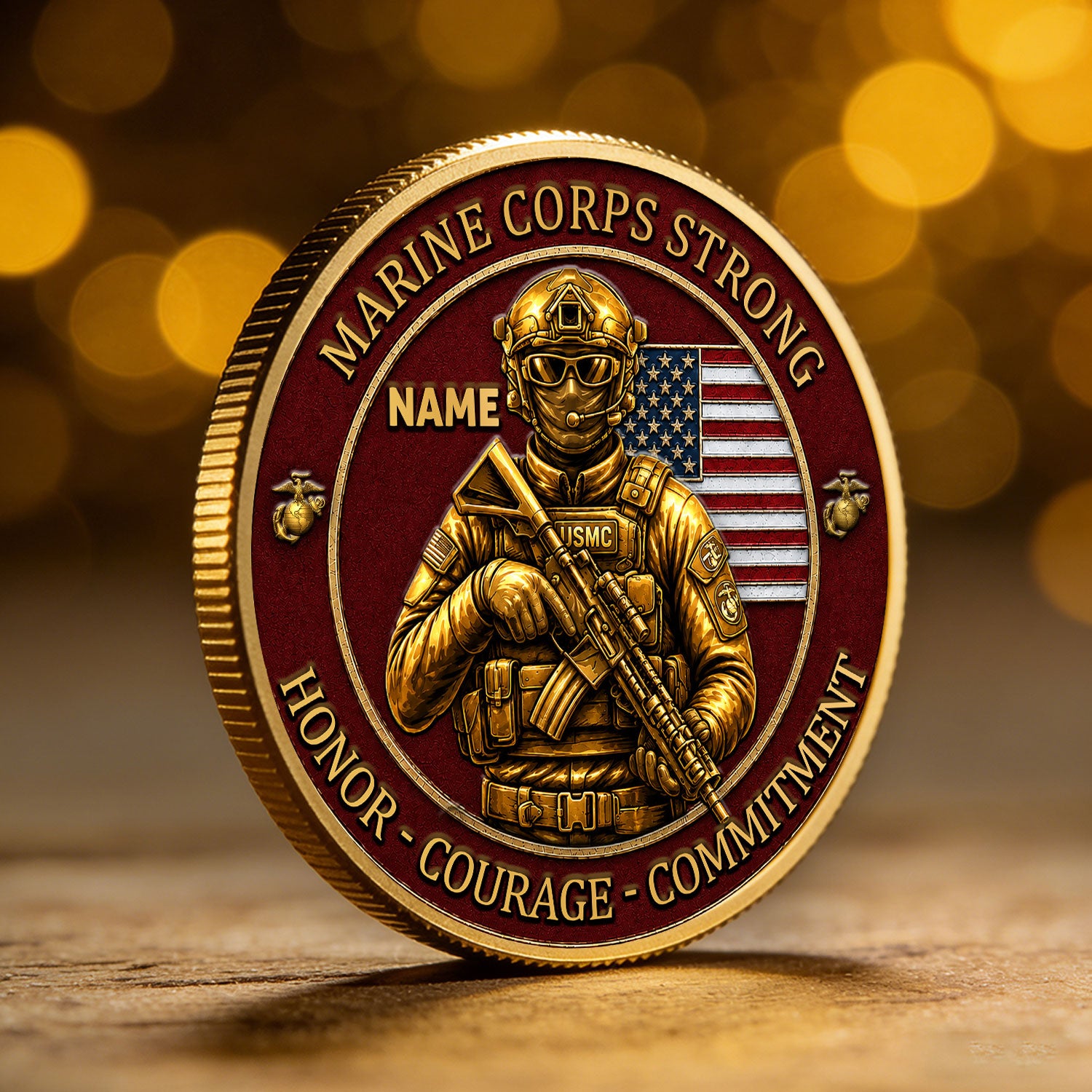 Custom Marine Achievement Rank Text 3D Challenge Coin Gift
