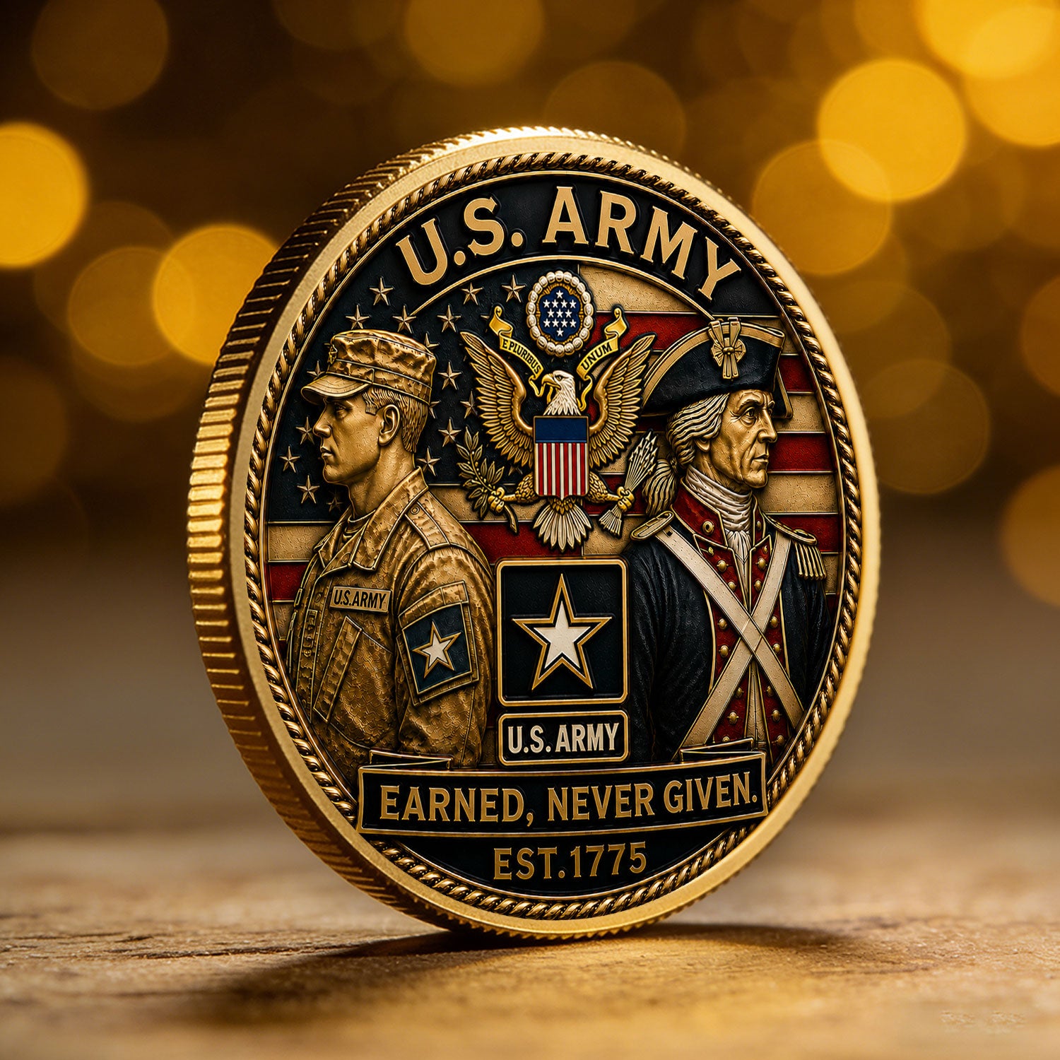 US Army Custom Rank and Message 3D Challenge Coin Gift