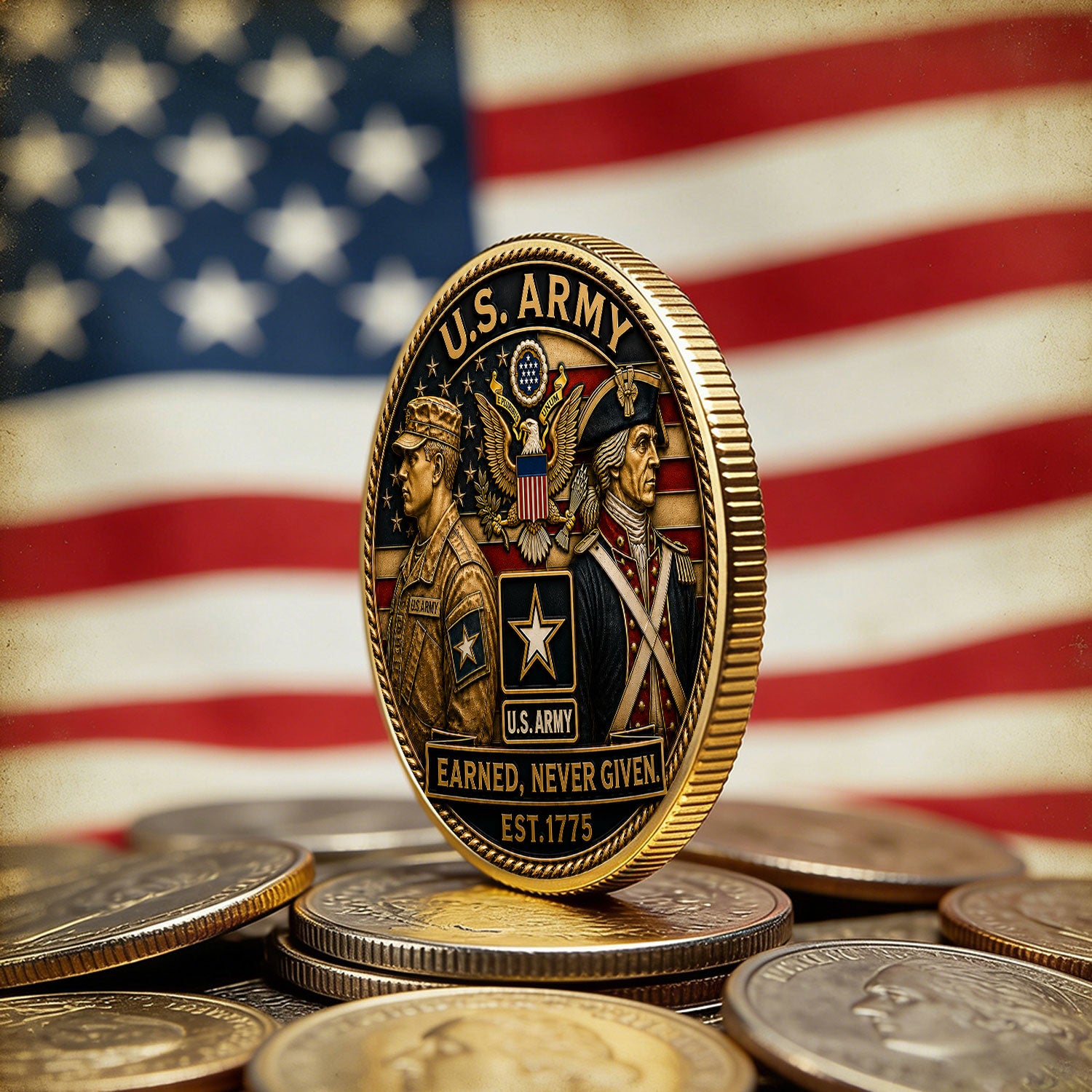 US Army Custom Rank and Message 3D Challenge Coin Gift