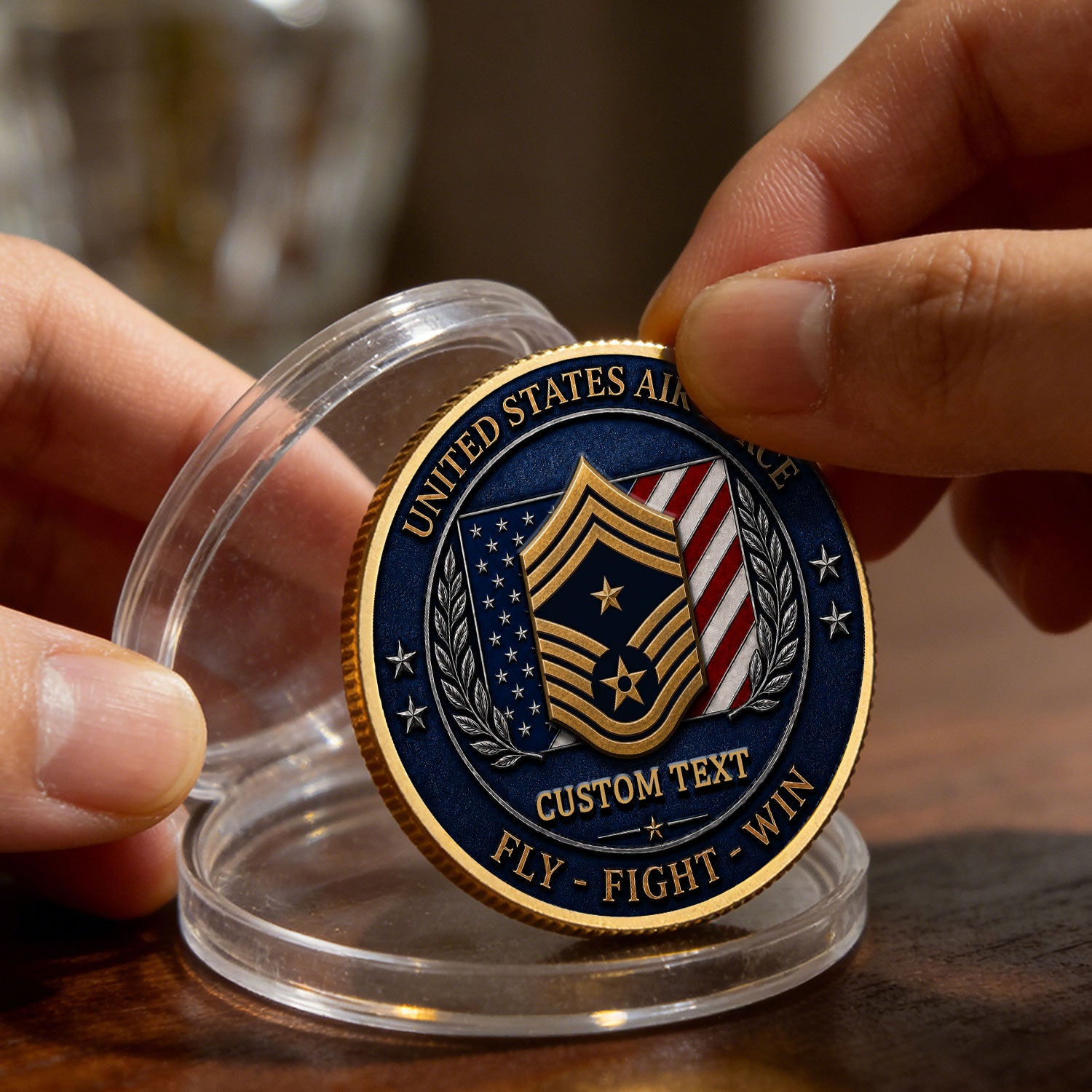 Personalized Air Force Insignia Rank 3D Challenge Coin