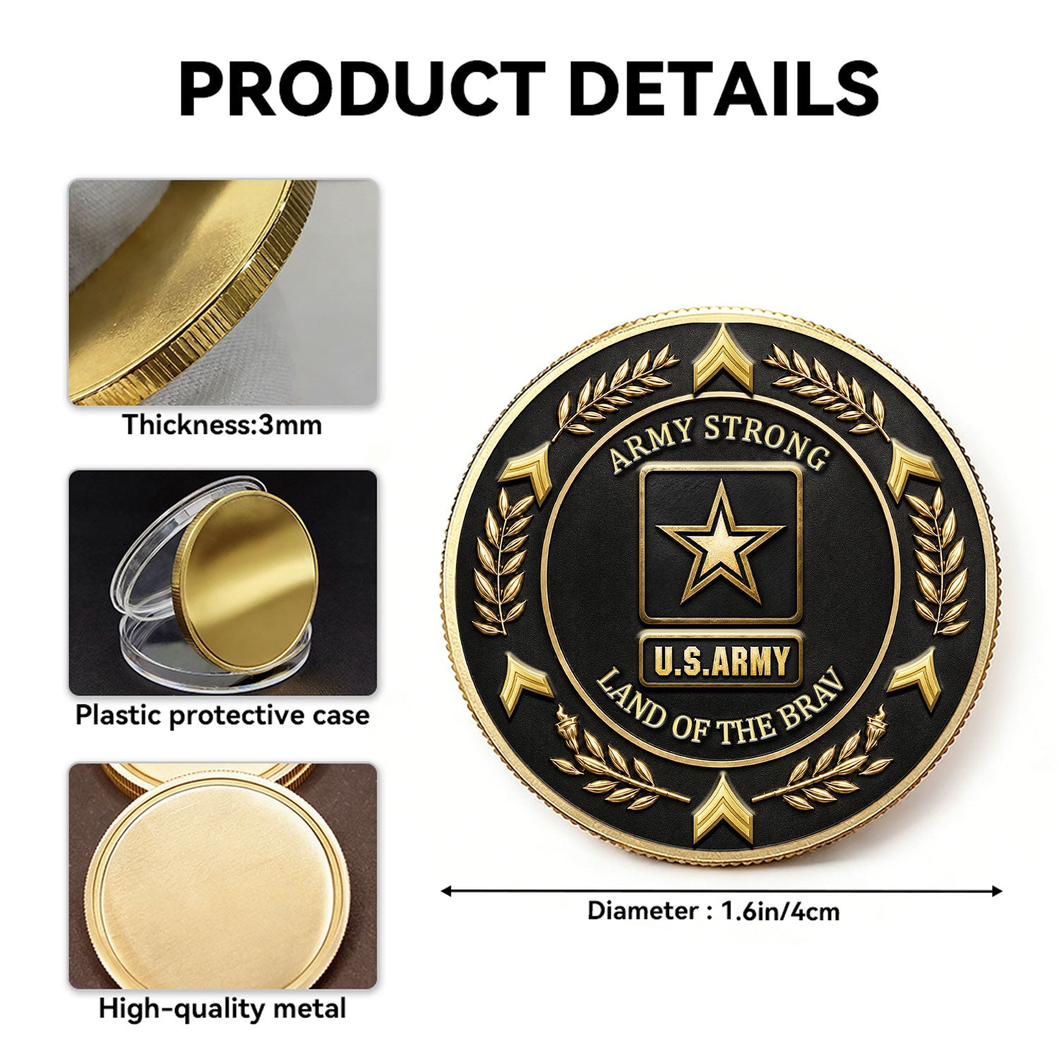 Personalized Army Insignia 3D Challenge Coin Military Keepsake
