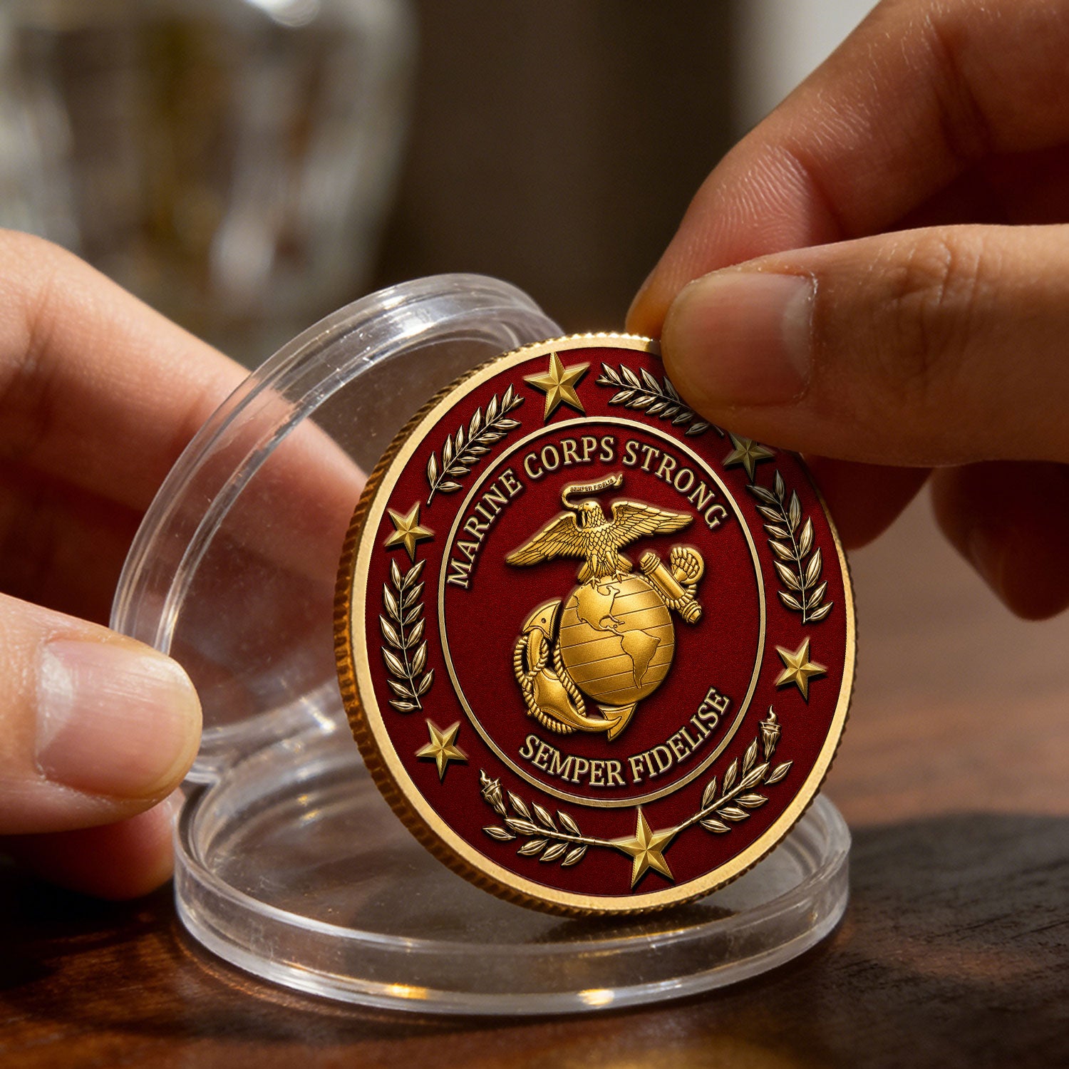 Marine Corps Rank Insignia Custom Text 3D Challenge Coin