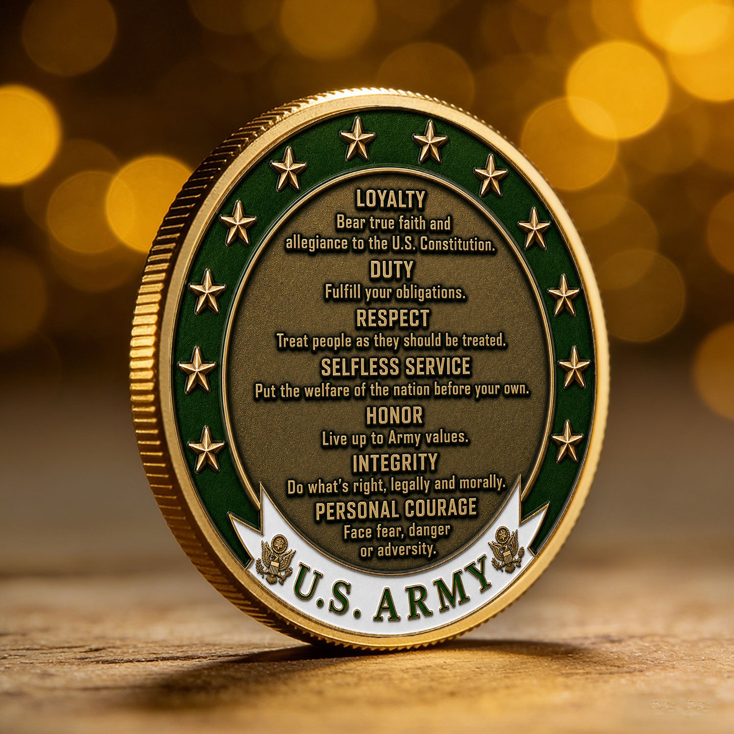 Custom US Army Service Rank 3D Challenge Coin With Name