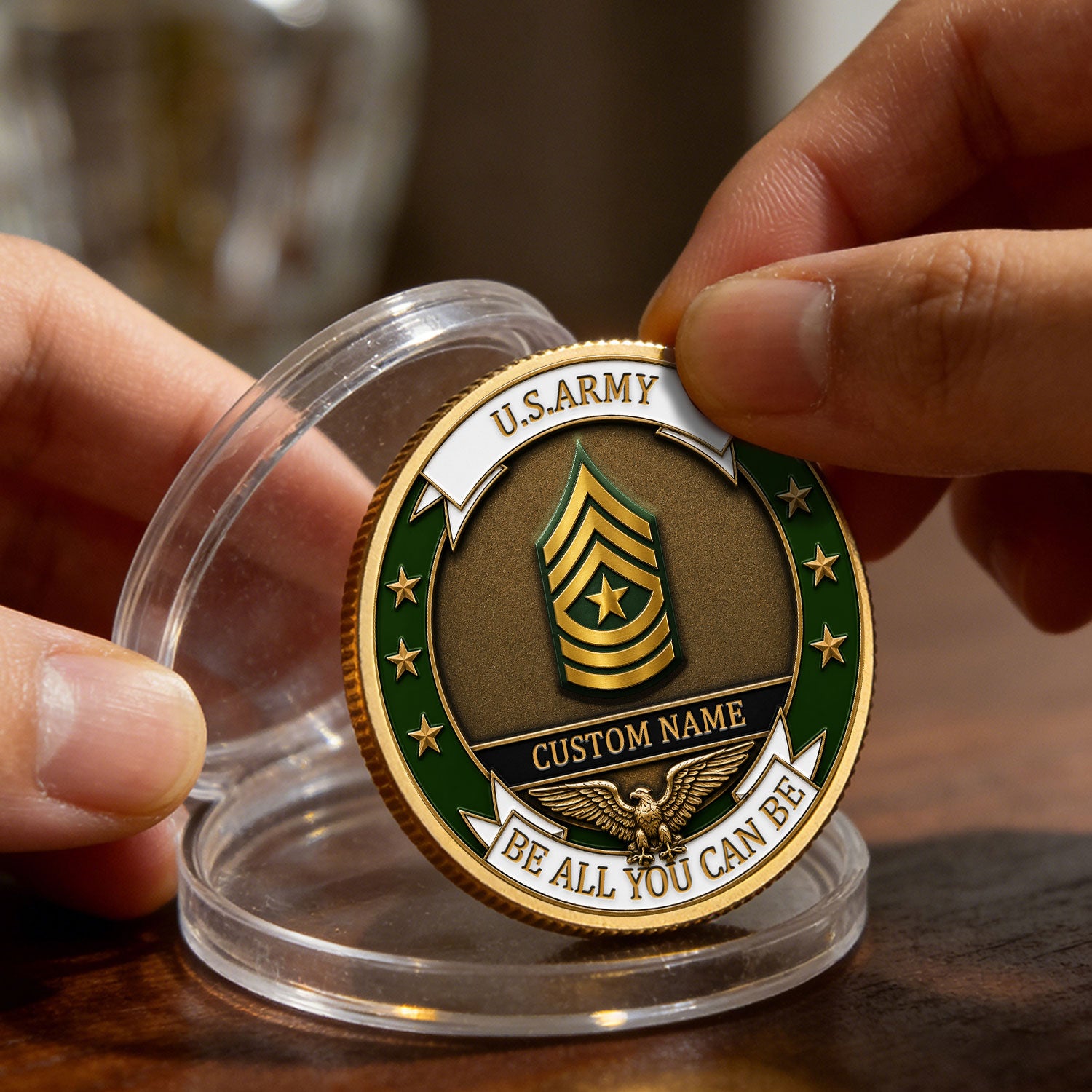 Custom US Army Service Rank 3D Challenge Coin With Name