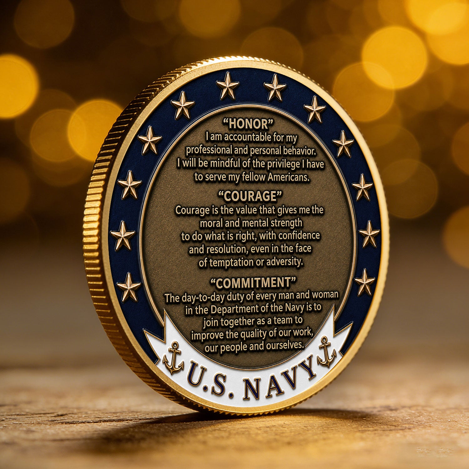 US Navy Personalized Rank Text 3D Challenge Coin Veteran Gift