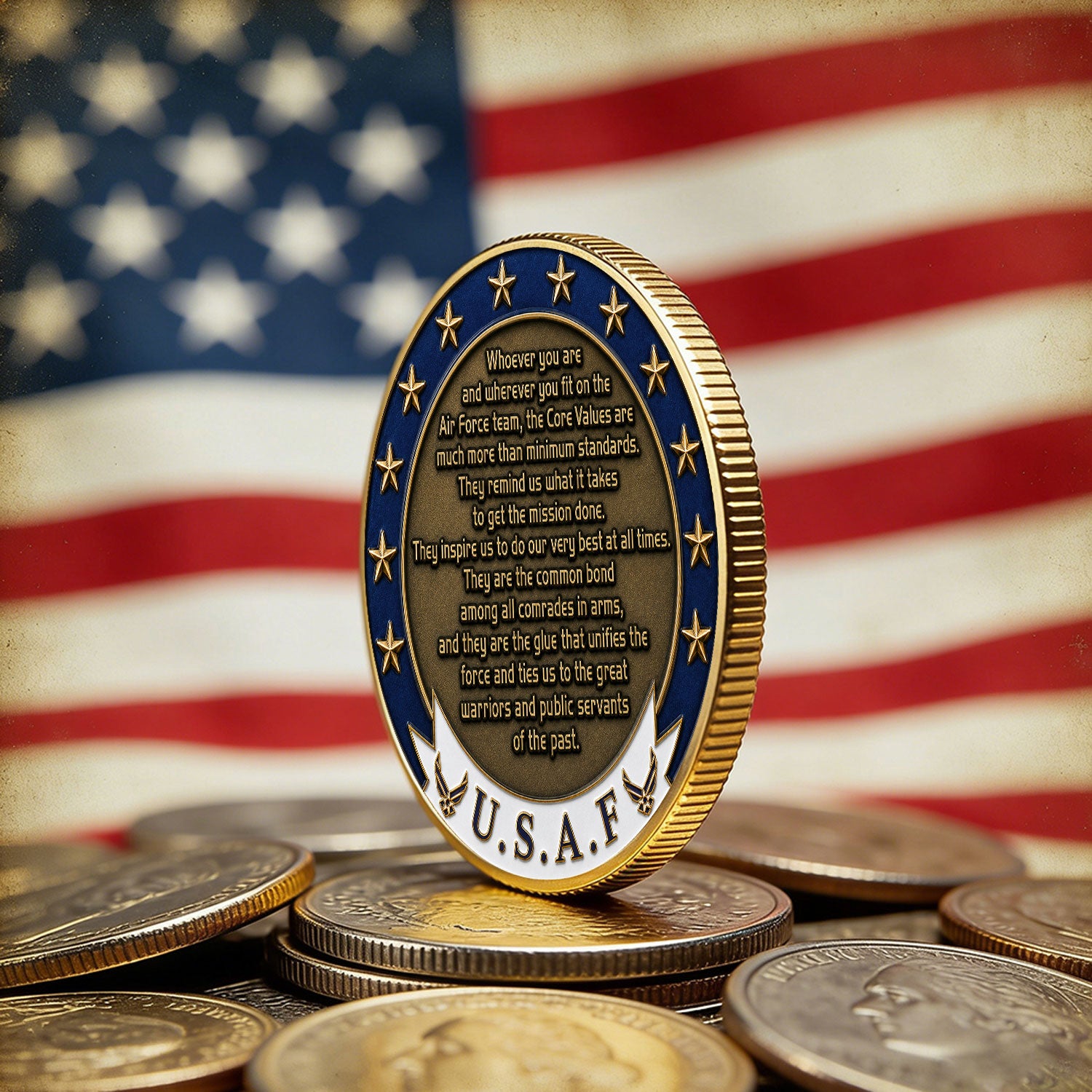 US Air Force Personalized Rank Name 3D Challenge Coin Airman Gift