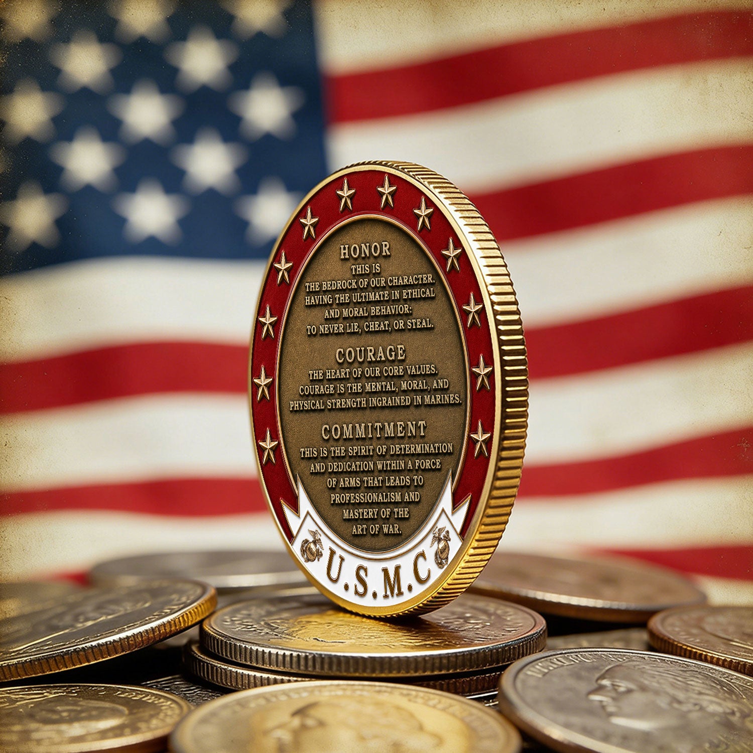 Custom Marine Corps Duty Rank Name 3D Challenge Coin