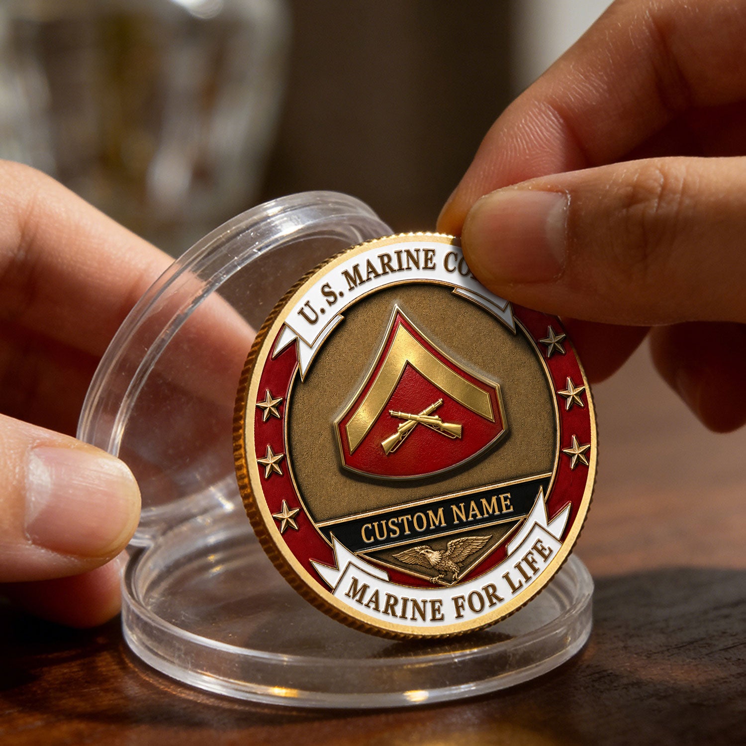 Custom Marine Corps Duty Rank Name 3D Challenge Coin