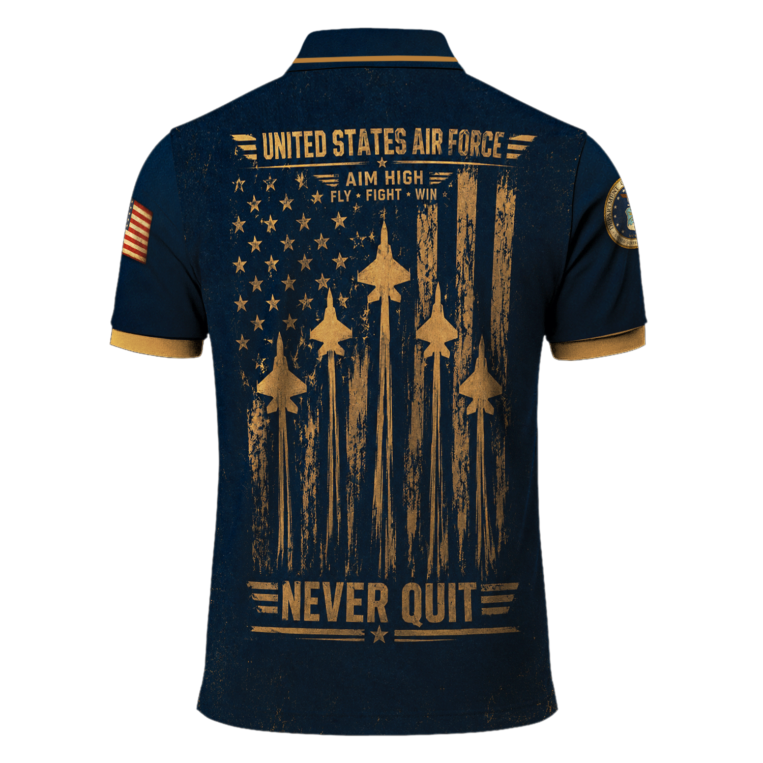 Personalized US Air Force Military Polo Shirt Custom Rank