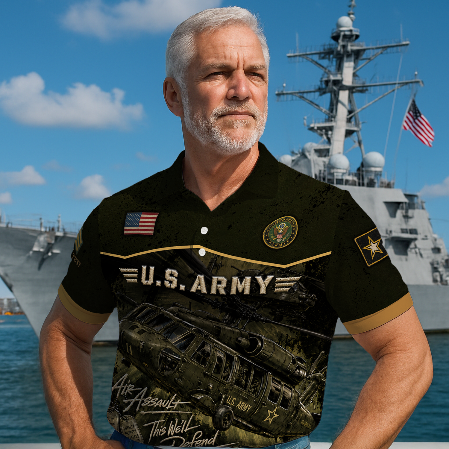 Custom US Army Duty Honor Country 3D Polo Shirt