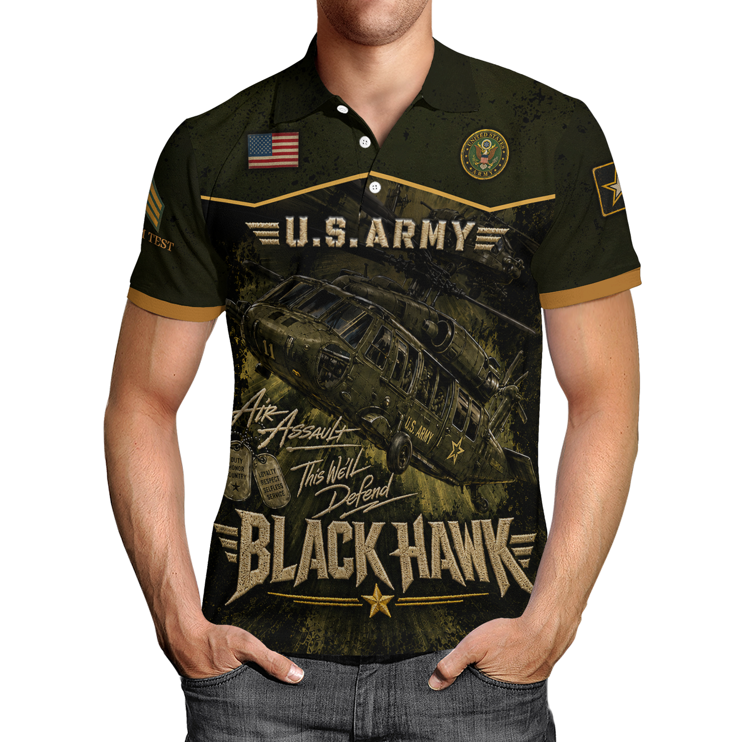 Custom US Army Duty Honor Country 3D Polo Shirt