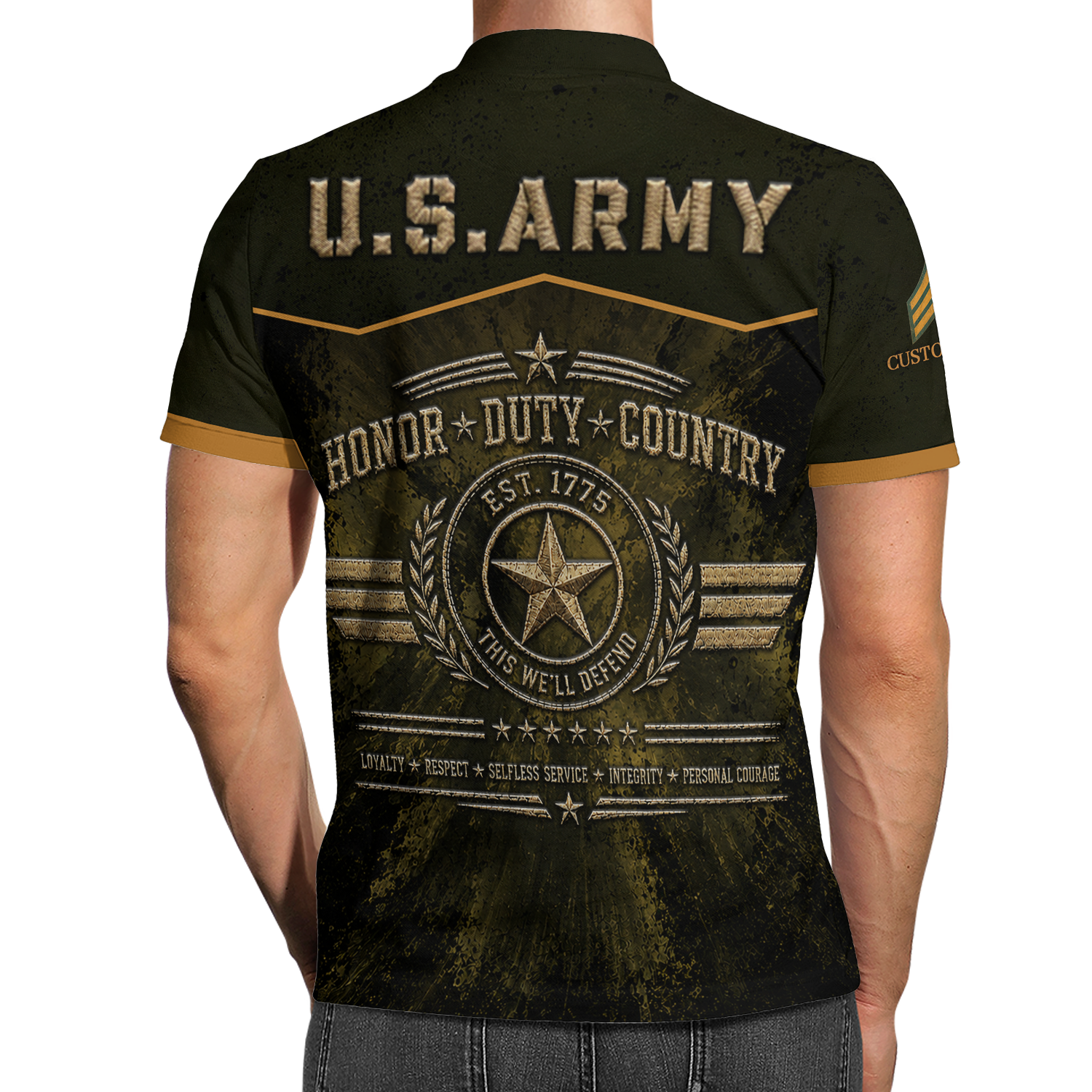 Custom US Army Duty Honor Country 3D Polo Shirt
