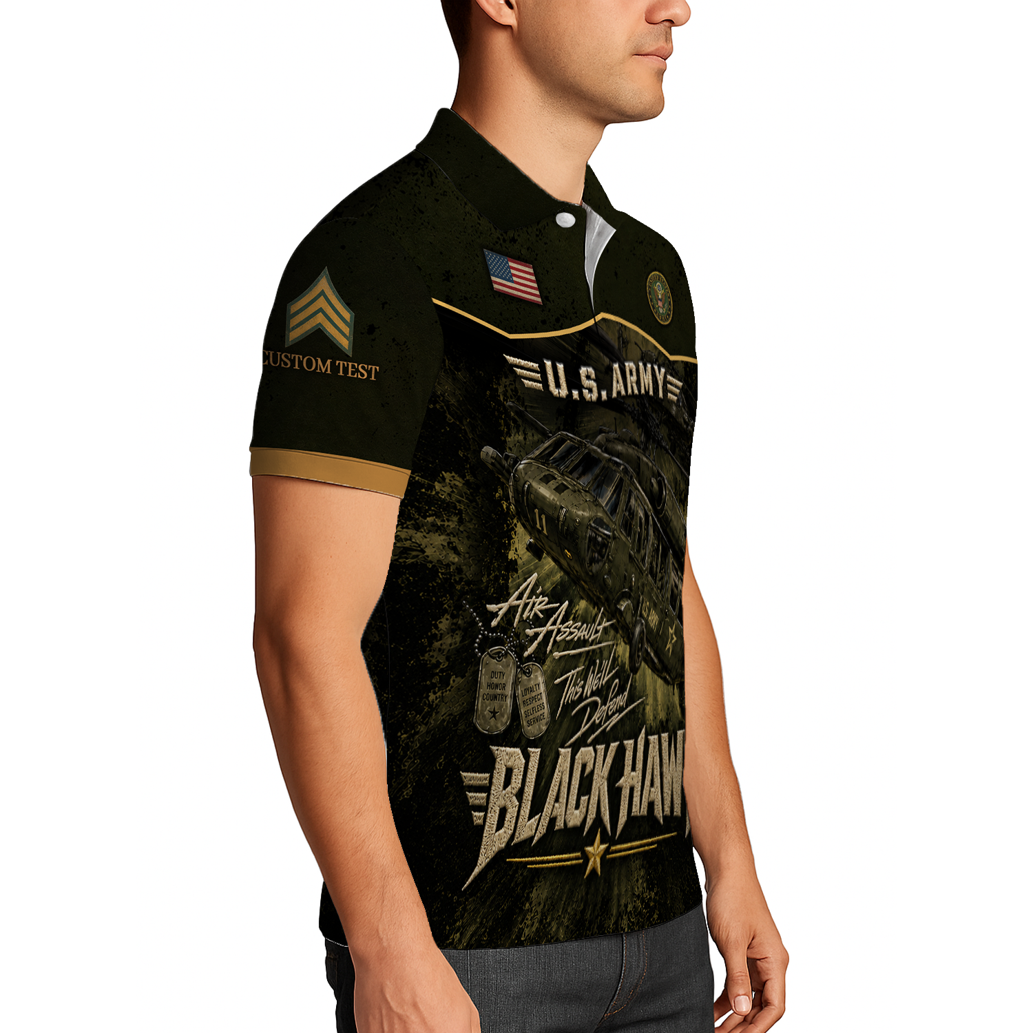 Custom US Army Duty Honor Country 3D Polo Shirt