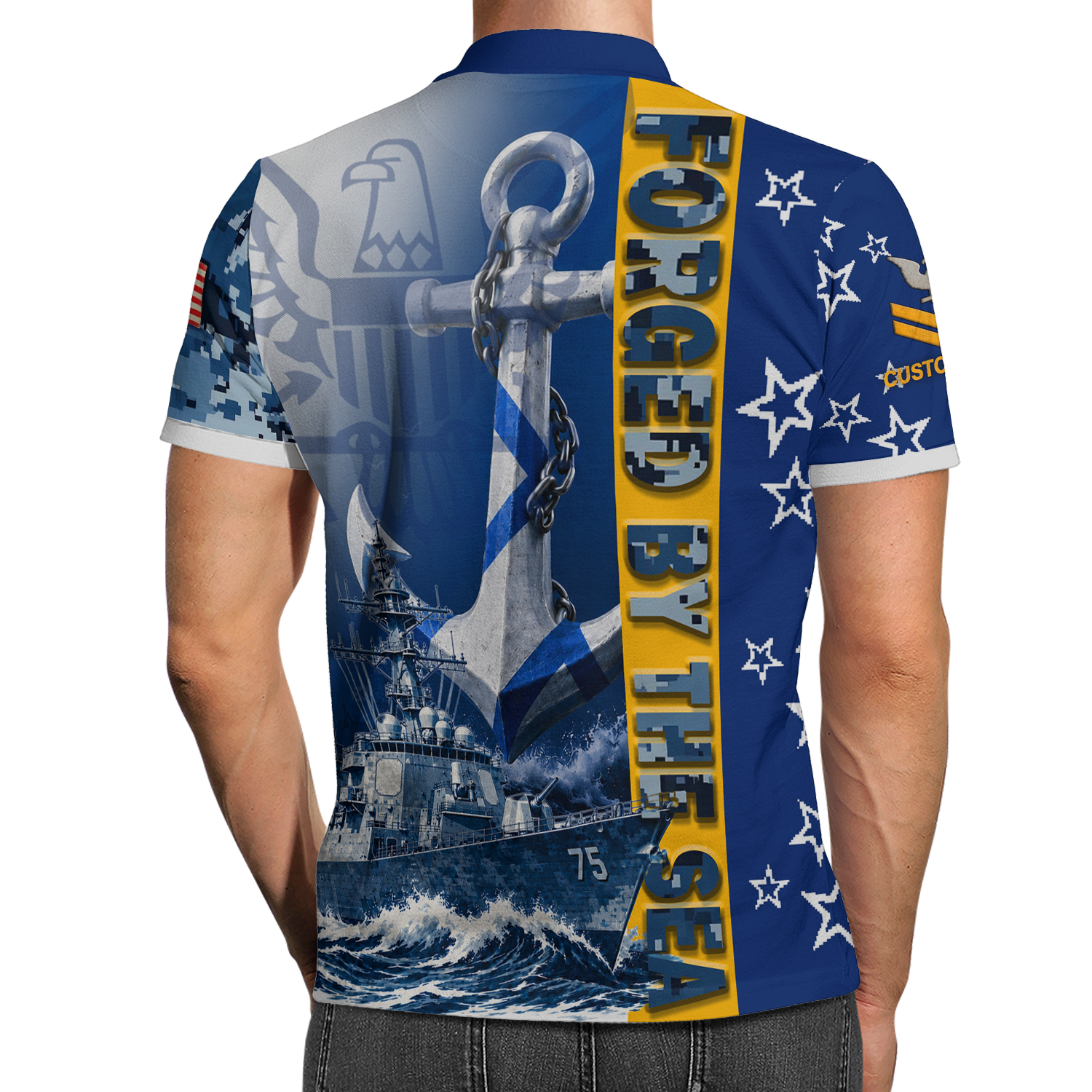 Personalized US Navy Military Polo Shirt with Custom Rank