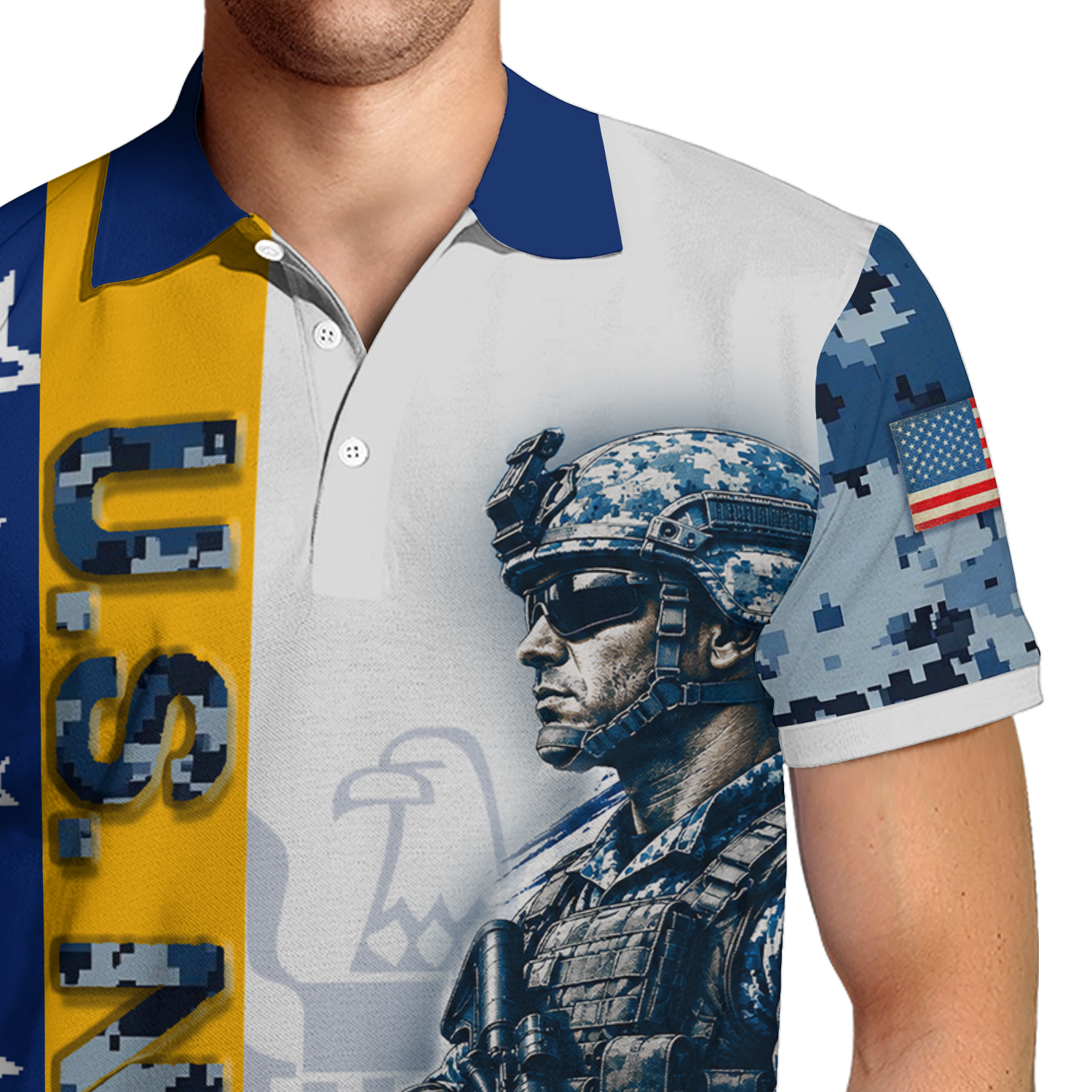 Personalized US Navy Military Polo Shirt with Custom Rank