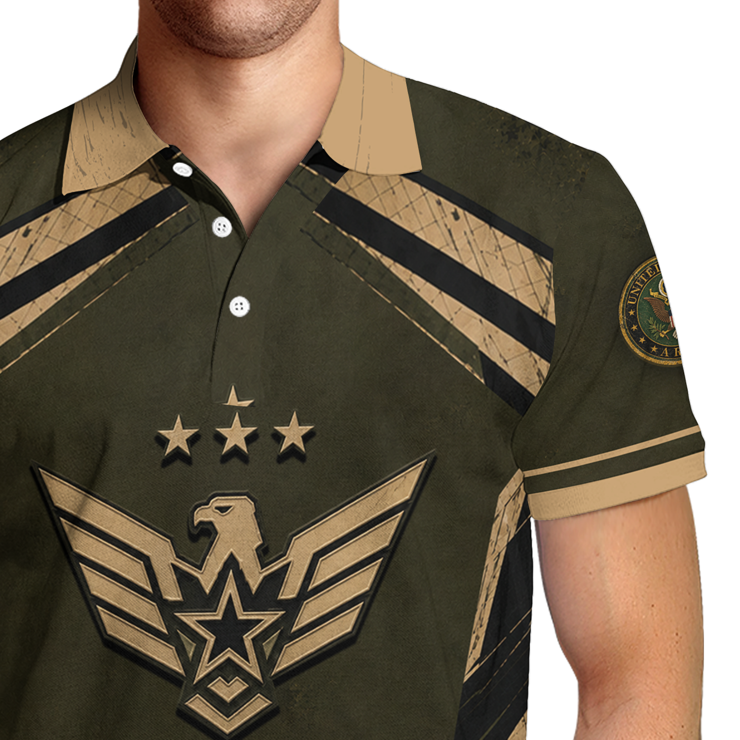 Personalized US Army Military Polo Shirt with Custom Rank