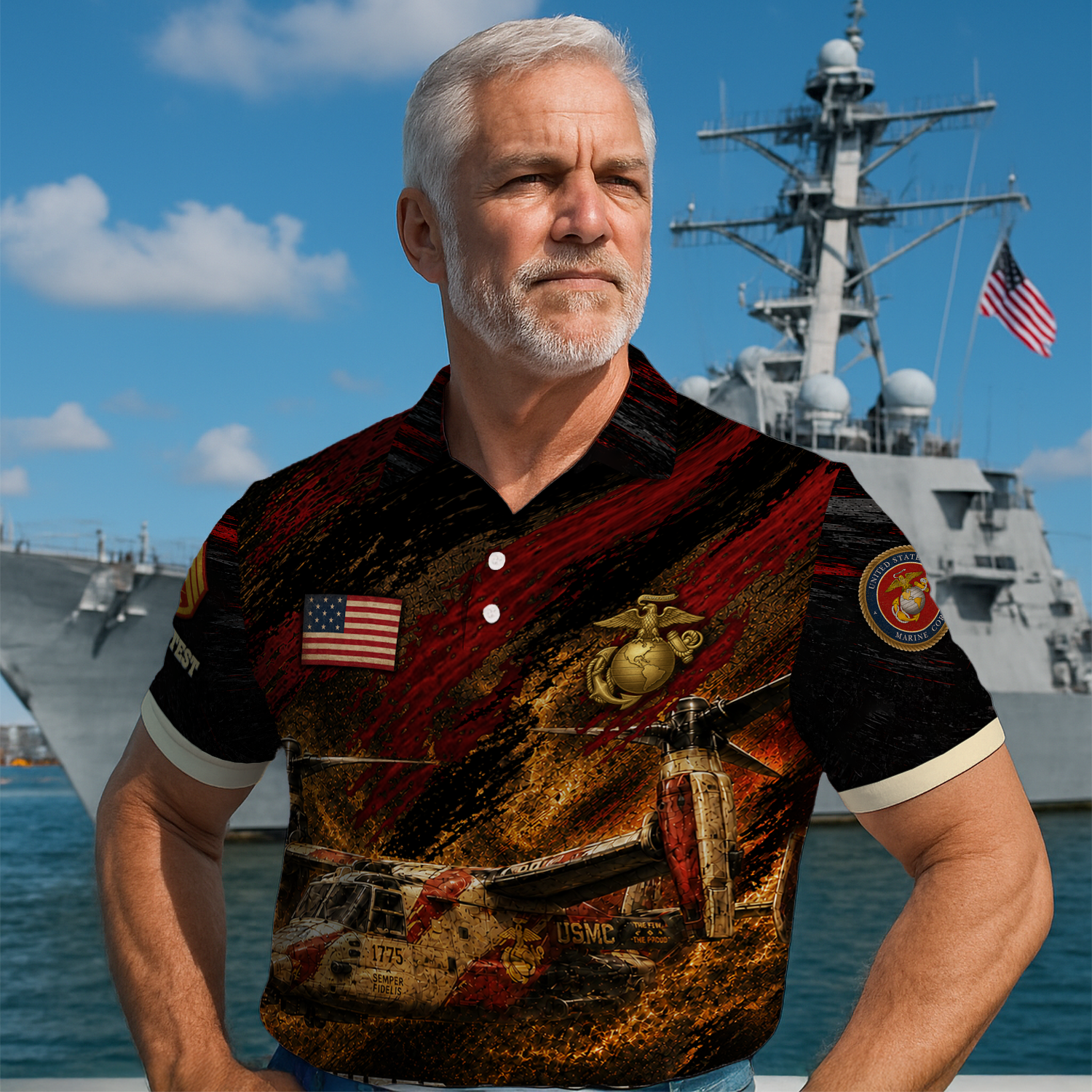 Personalized USMC Military Gift 3D All-Over Print Polo Shirt