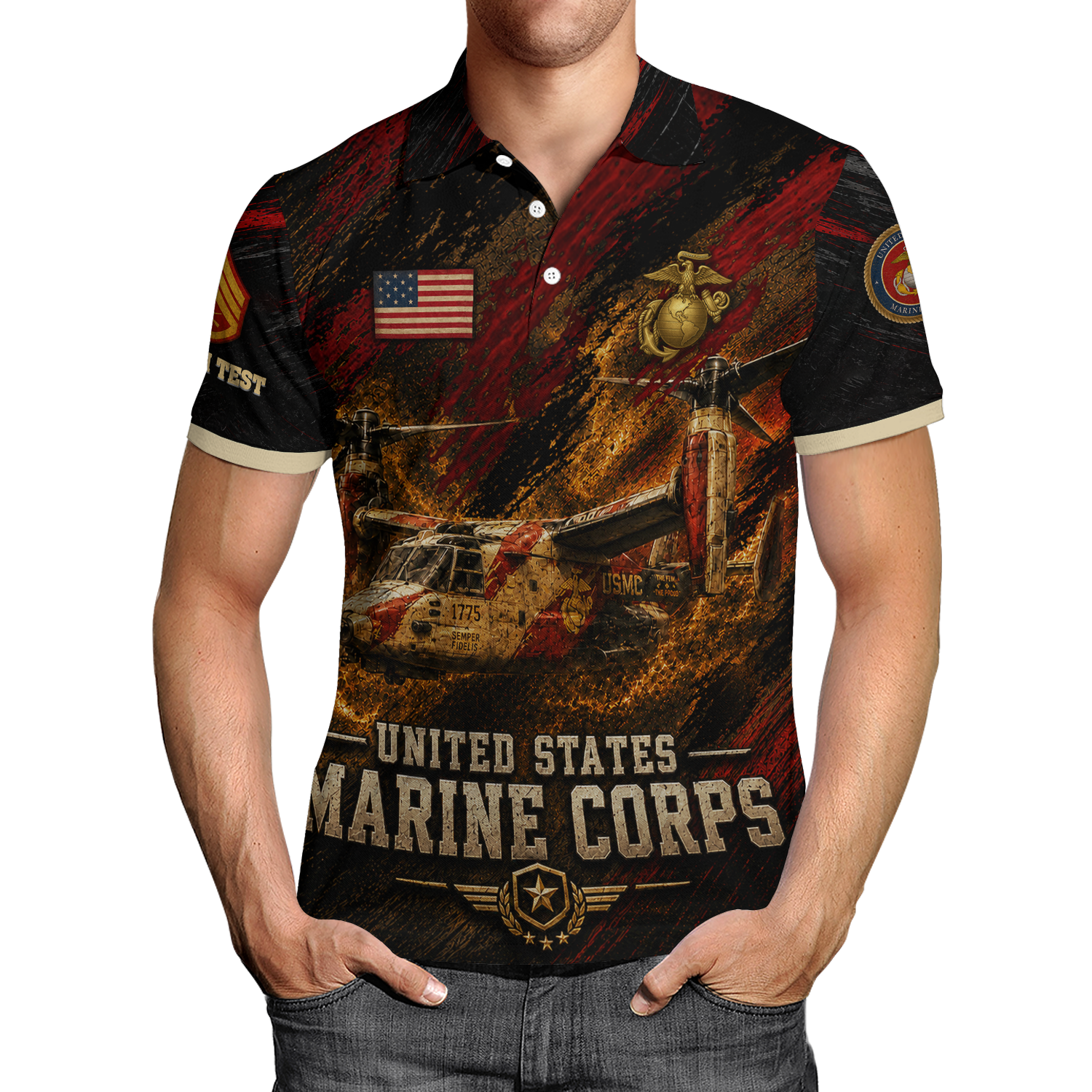 Personalized USMC Military Gift 3D All-Over Print Polo Shirt