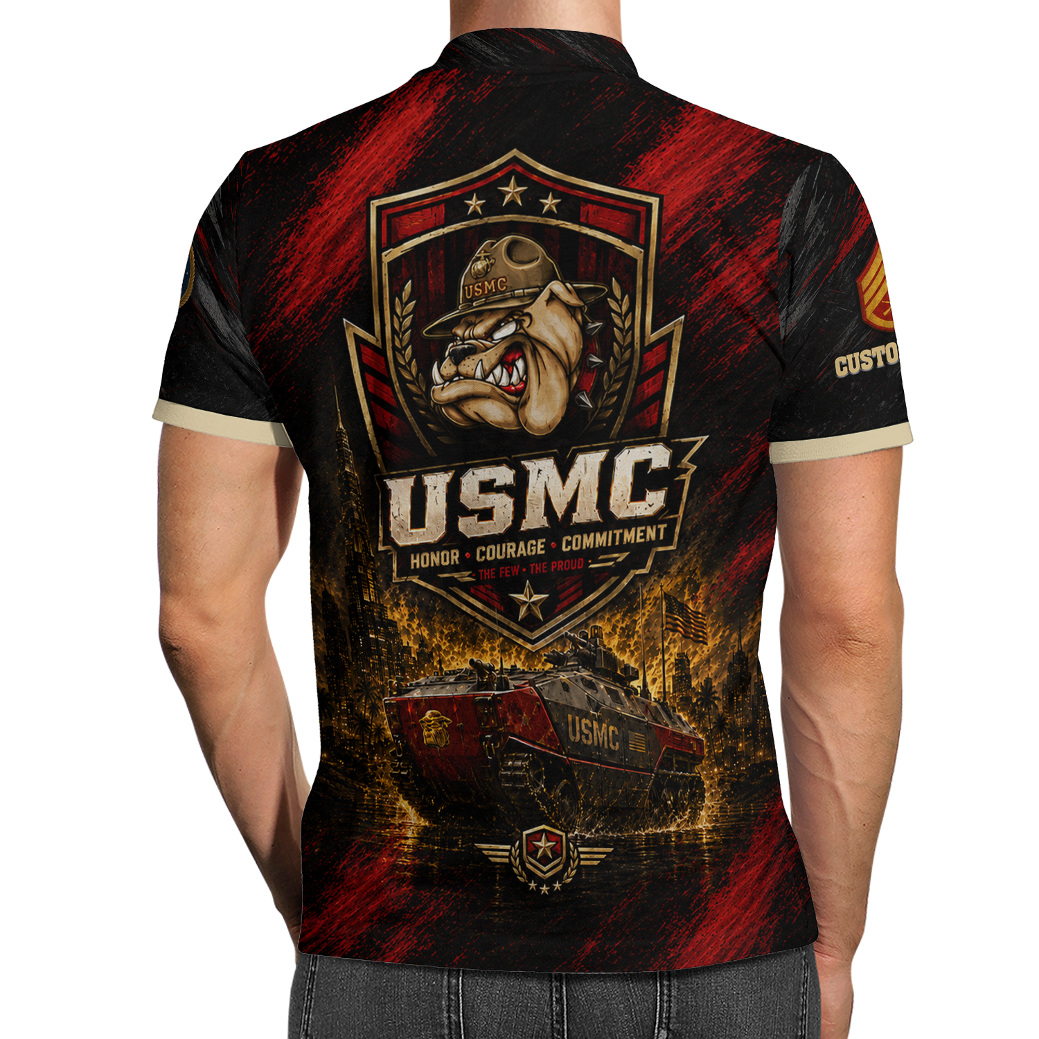 Personalized USMC Military Gift 3D All-Over Print Polo Shirt