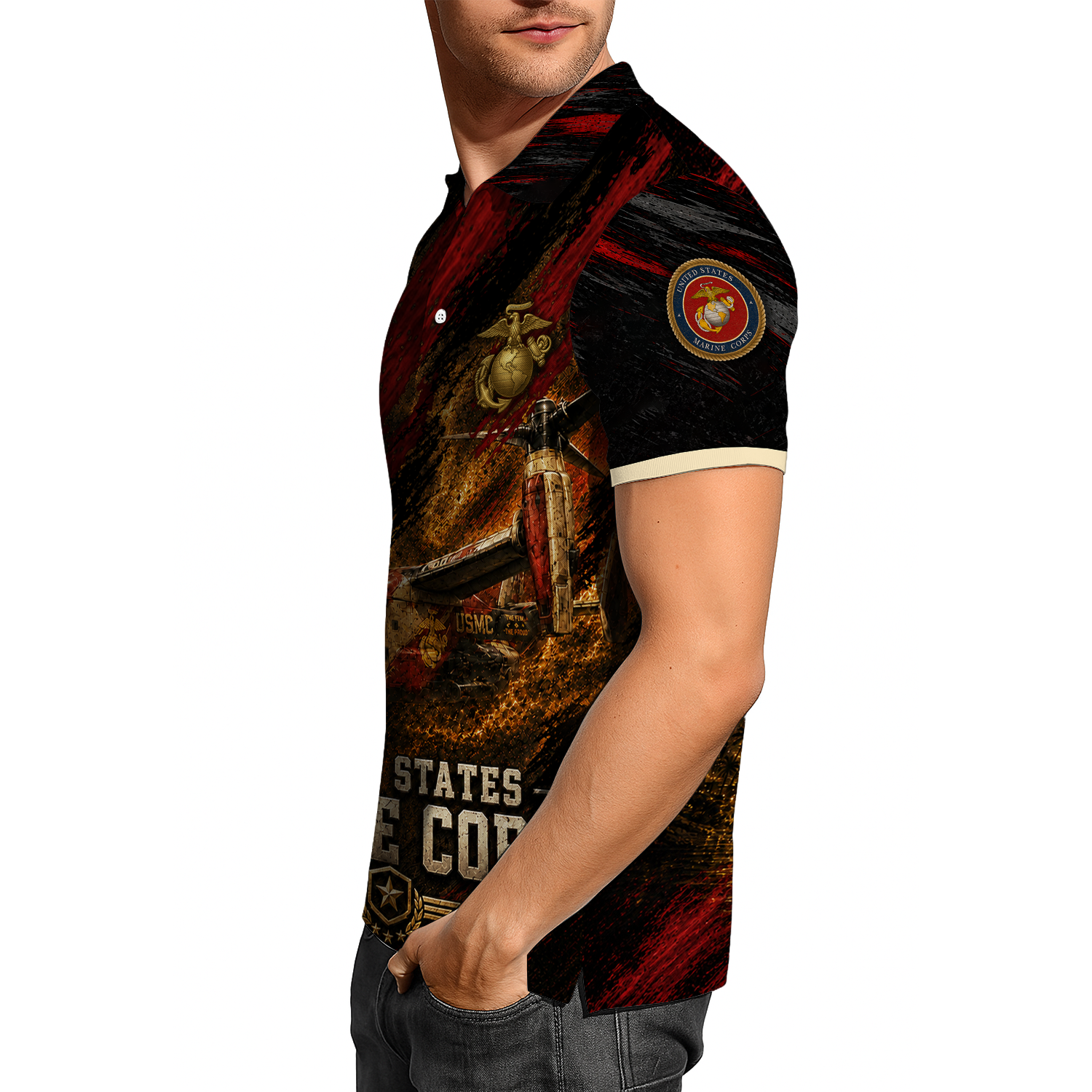 Personalized USMC Military Gift 3D All-Over Print Polo Shirt
